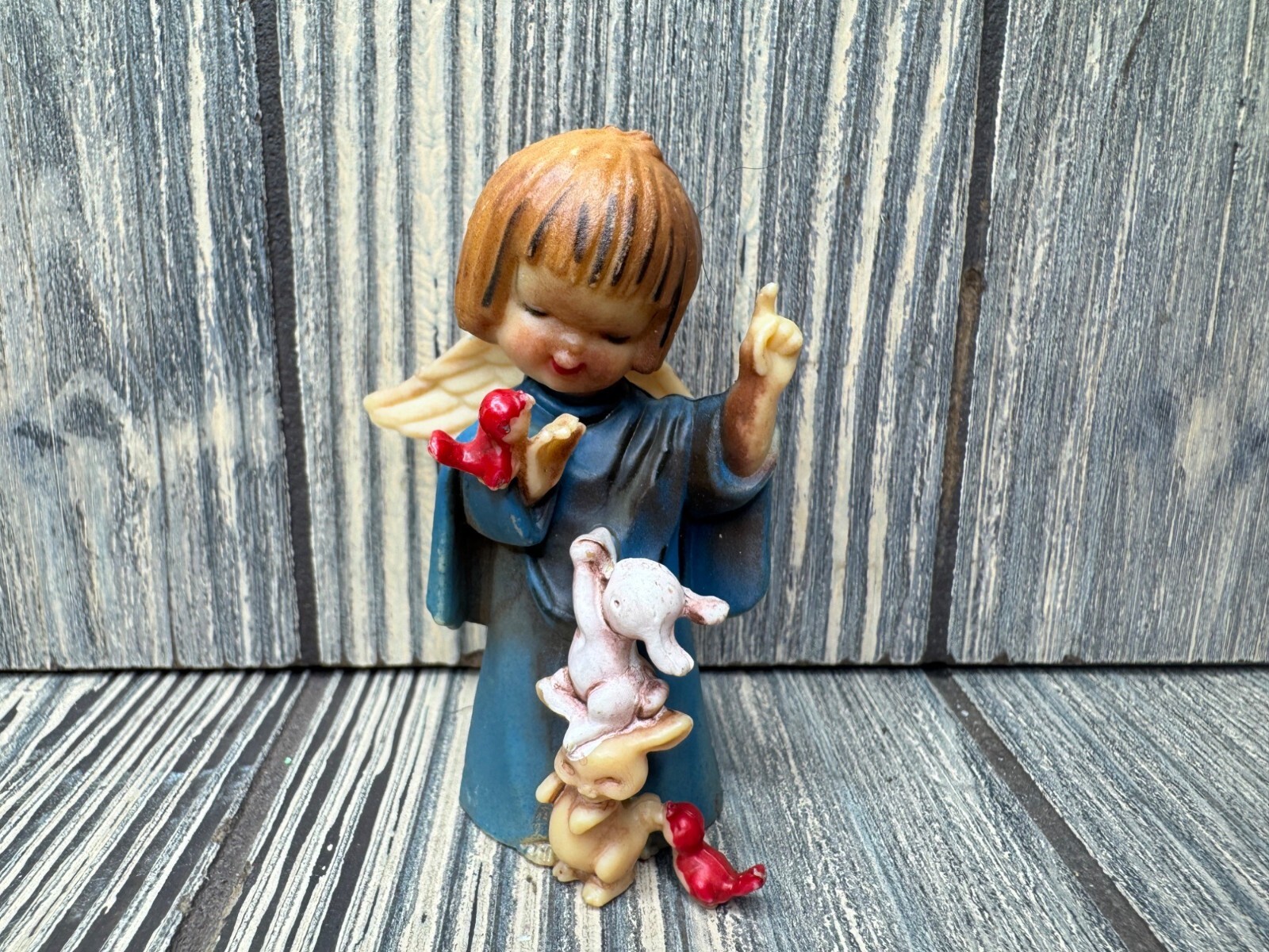VTG Hong Kong LIL Angel With Bunnies And Birds Ornament