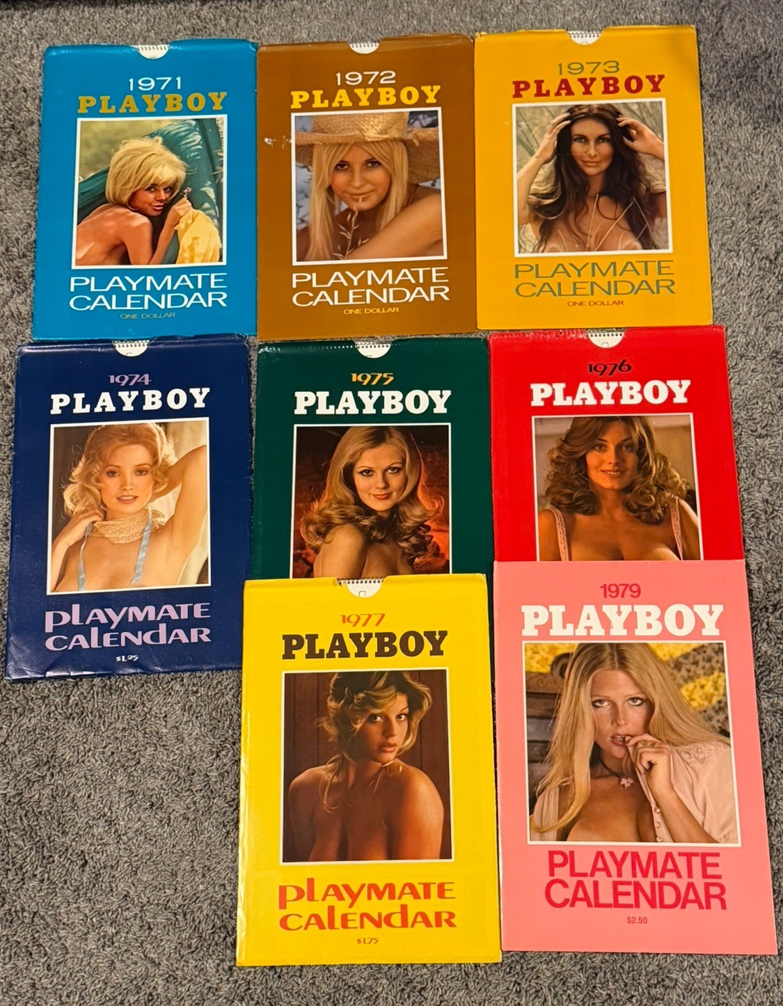 Vintage 1971-1977, 1979 Playboy Playmate Calendar with Sleeves Complete + BONUS Vintage 1971-1977, 1979 Playboy Playmate Calendar with Sleeves Complete + BONUS