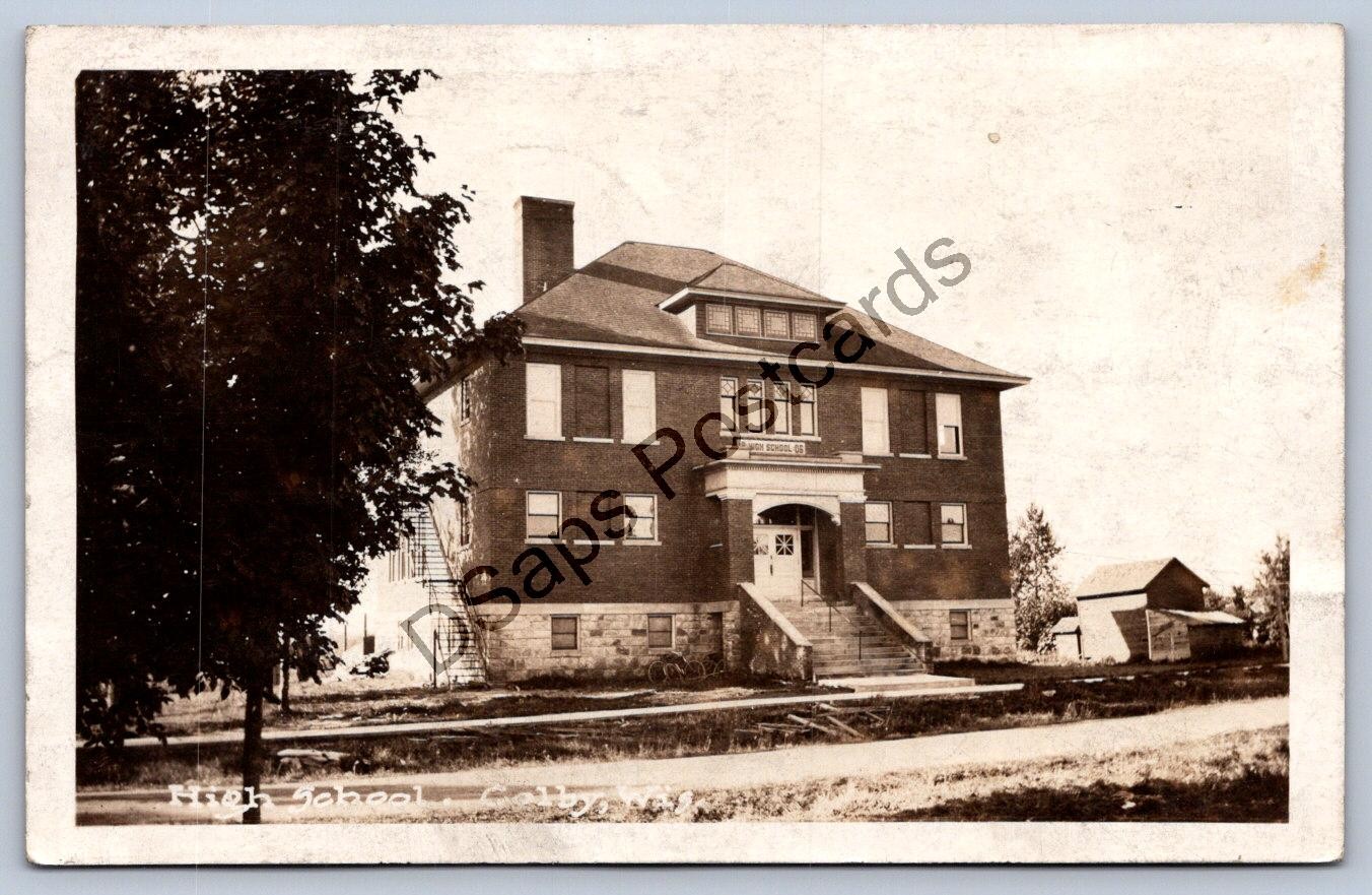 K67/ Colby Wisconsin RPPC Postcard c1922 High School Building  304