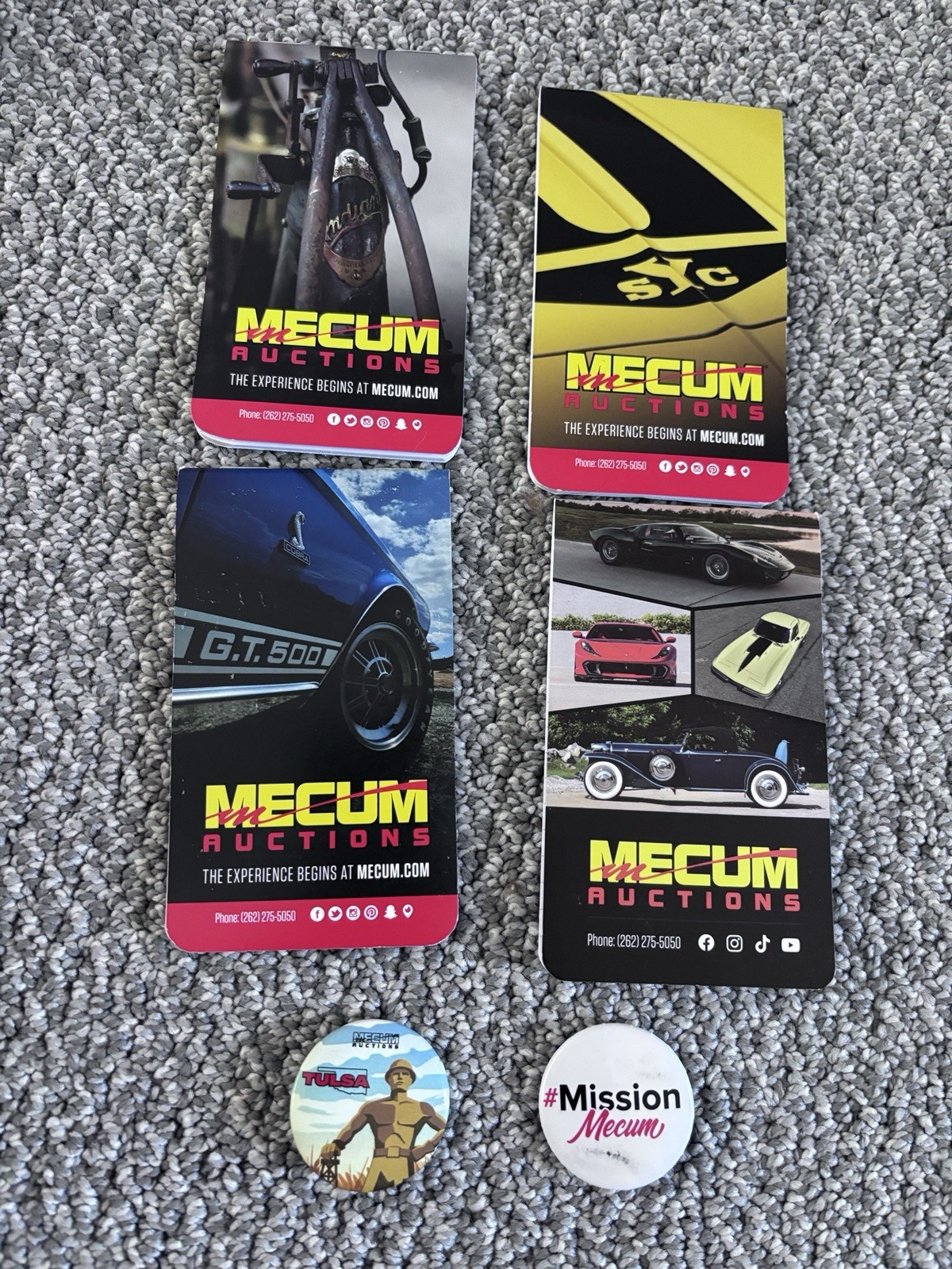 Mecum Auctions SWAG Buttons, Notebooks Brand New Mecum Auctions SWAG Buttons, Notebooks Brand New