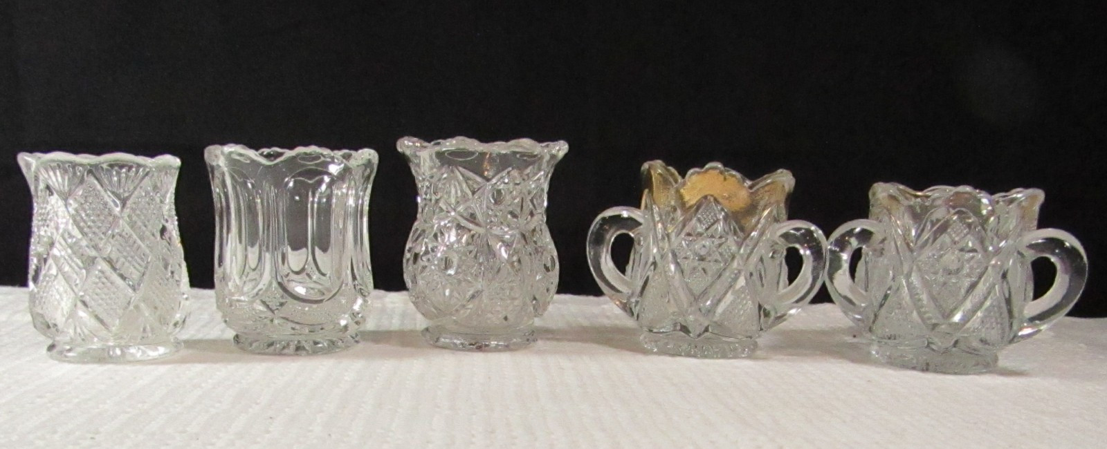 Lot of 5 Vintage EAPG Toothpick Holders Clear Glass Various Patterns