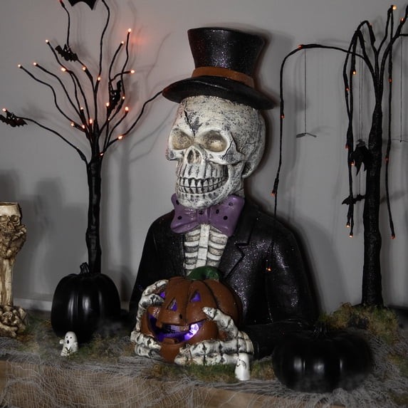 Northlight LED Lighted Skeleton with Jack-O-Lantern Halloween Decoration - 23.5