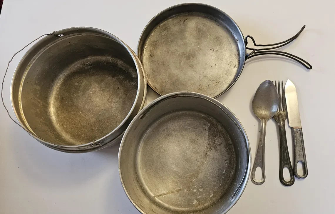 WWII US Army Mess Kit 1942 & 1945 Dated Field Gear Set