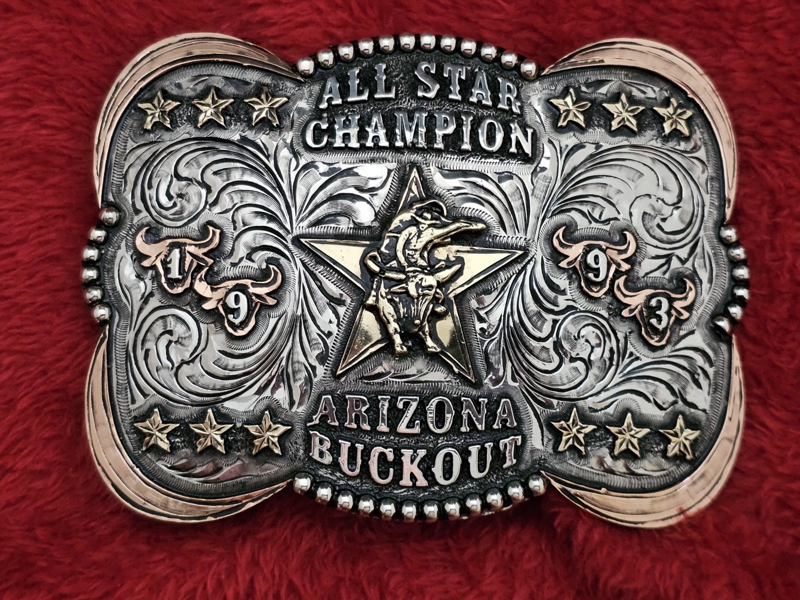 BULLRIDER☆1993☆ RODEO X~TREME CHAMPION☆Arizona All Starsr☆TROPHY BUCKLE☆Rare☆563