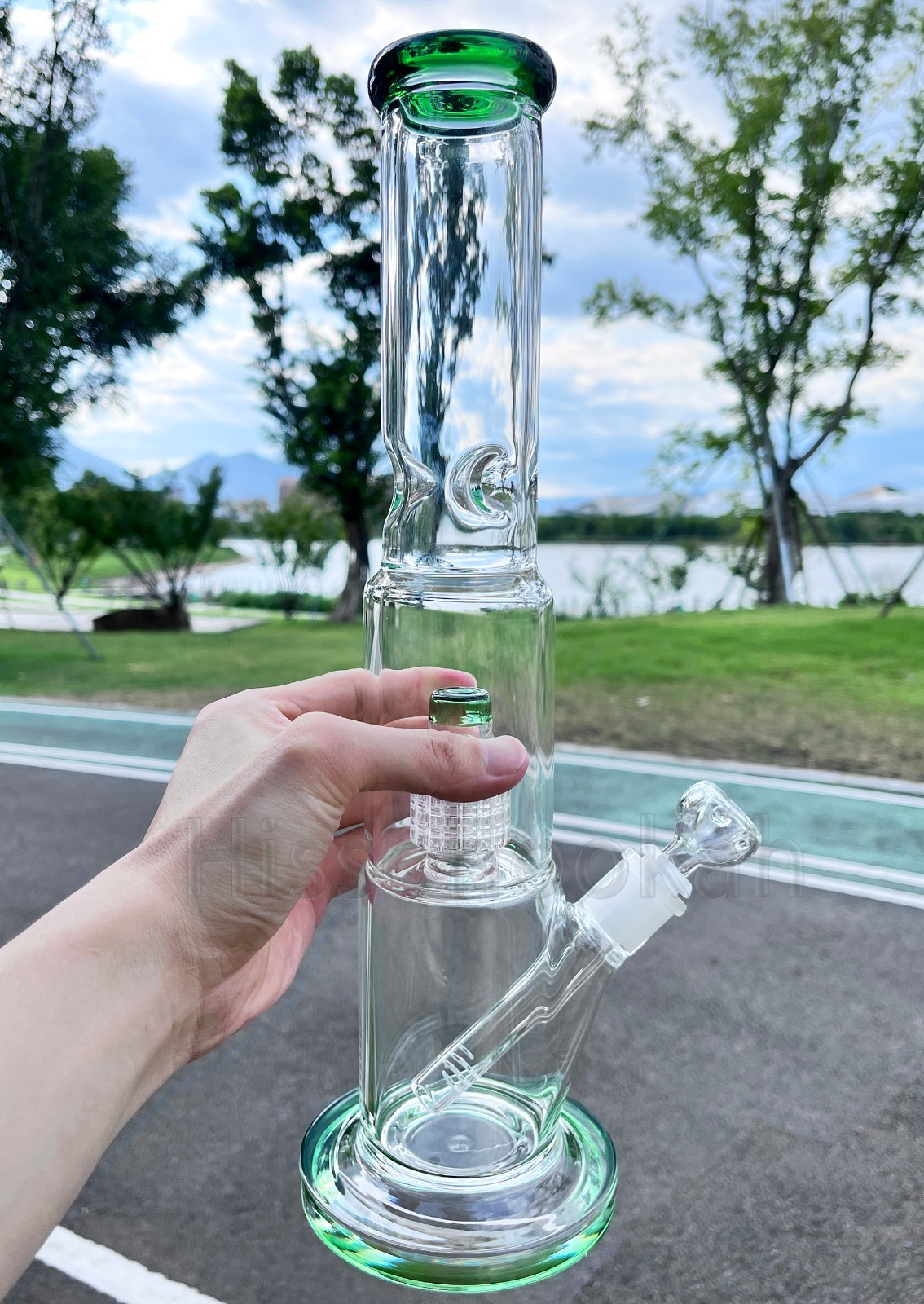 15\'\' Heavy Glass Bong 2.2lb Smoking Pipe Hookah Percolate Water Pipe 14mm Bowl