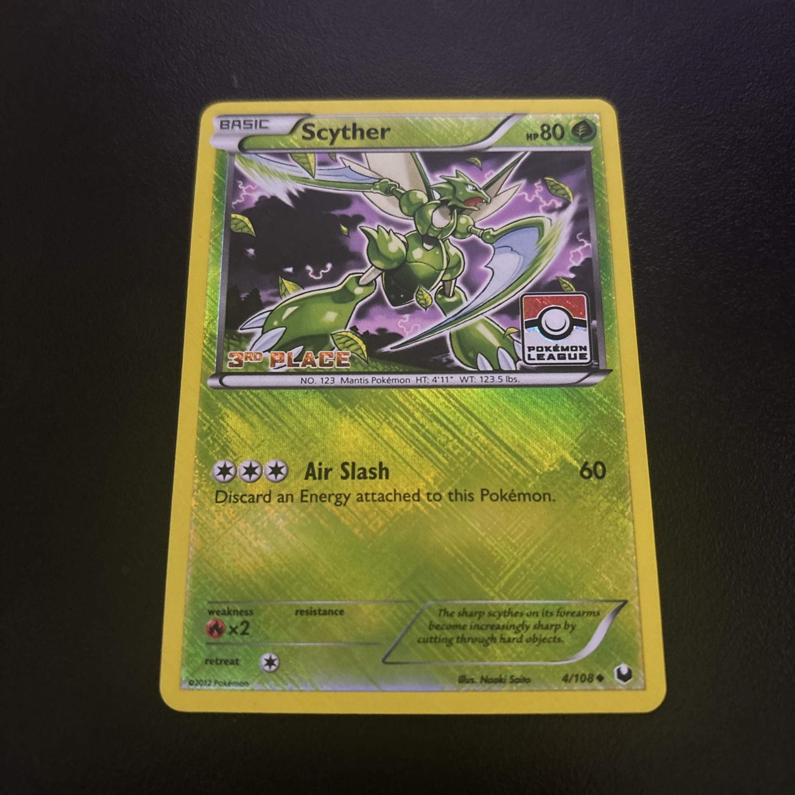 Scyther 4/108 Dark Explorers 3rd Place League Stamped Reverse Holo Mint