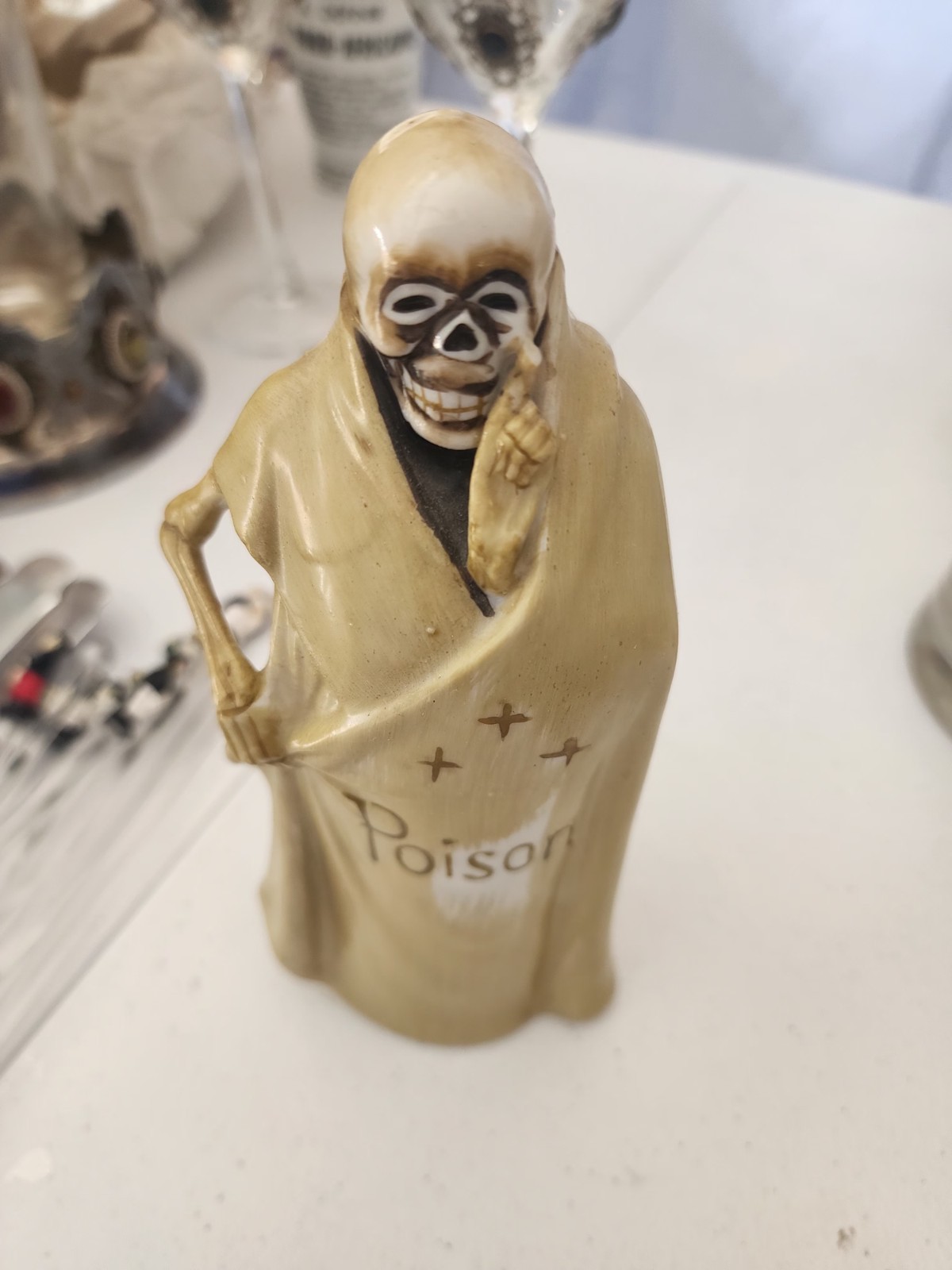 Vintage Grim Reaper Decanter  With Scull Shooters Very Rare & Unique Collection
