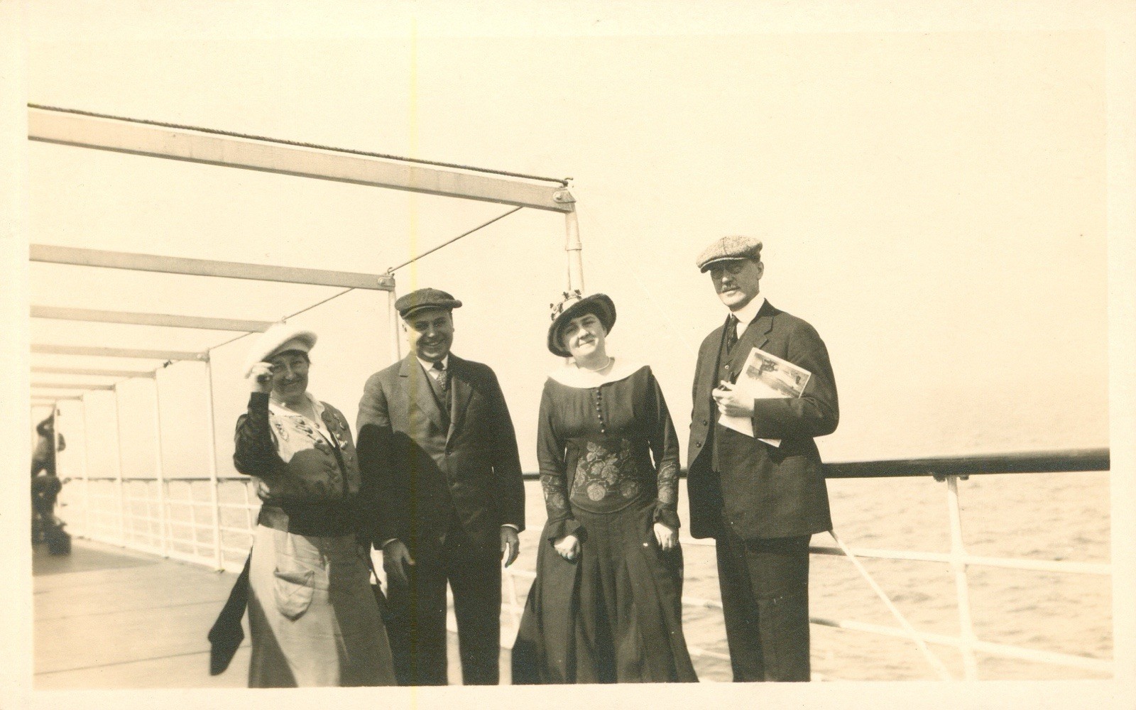 Steam Ship Postcard RPPC Antique c1919 On Board Real Photo Passengers Tourists N