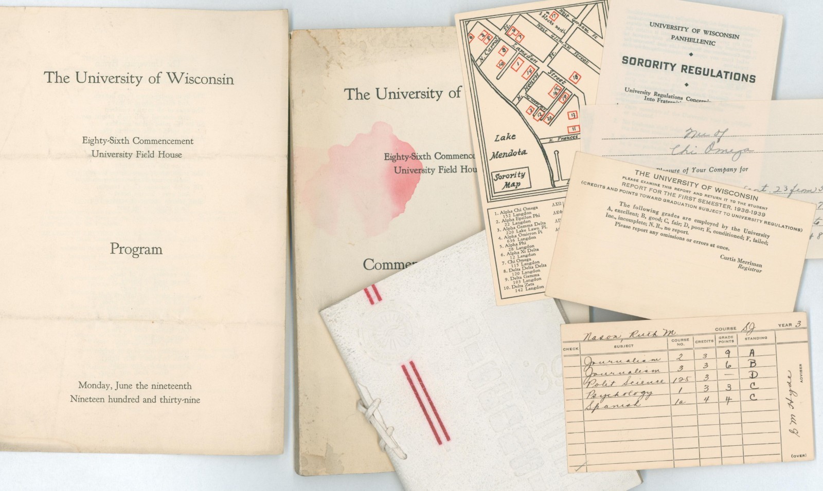 1939 University Wisconsin Madison Commencement Panhellenic Sorority Map Programs 1939 University Wisconsin Madison Commencement Panhellenic Sorority Map Programs