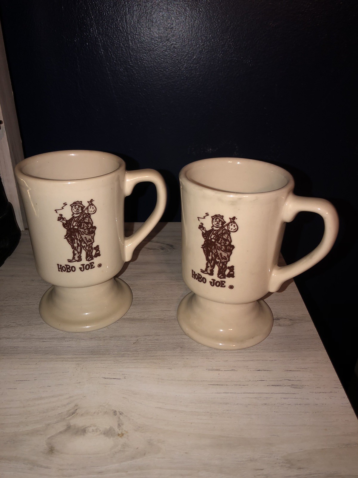 Vintage 1960s HOBO JOE RESTAURANT Ceramic Pedestal Coffee Cup Mugs Set Vintage 1960s HOBO JOE RESTAURANT Ceramic Pedestal Coffee Cup Mugs Set