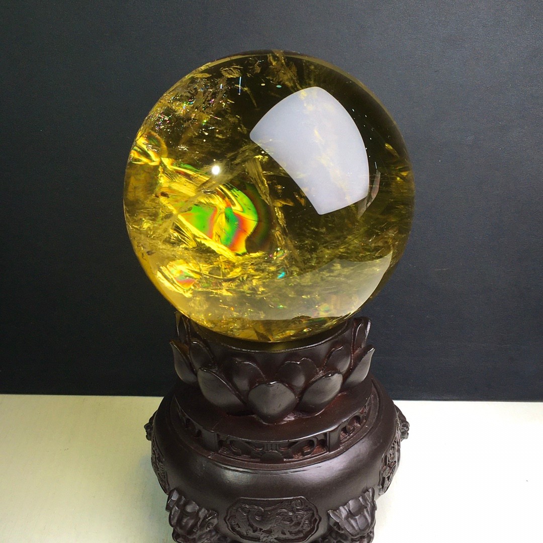 9LB Top Natura Citrine Quartz Sphere Quarzt Crystal Ball reiki Healing