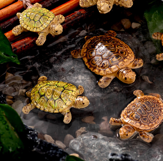 Aquarium Floating Turtle Figurines Set of 5, Simulation Ornament for Decor