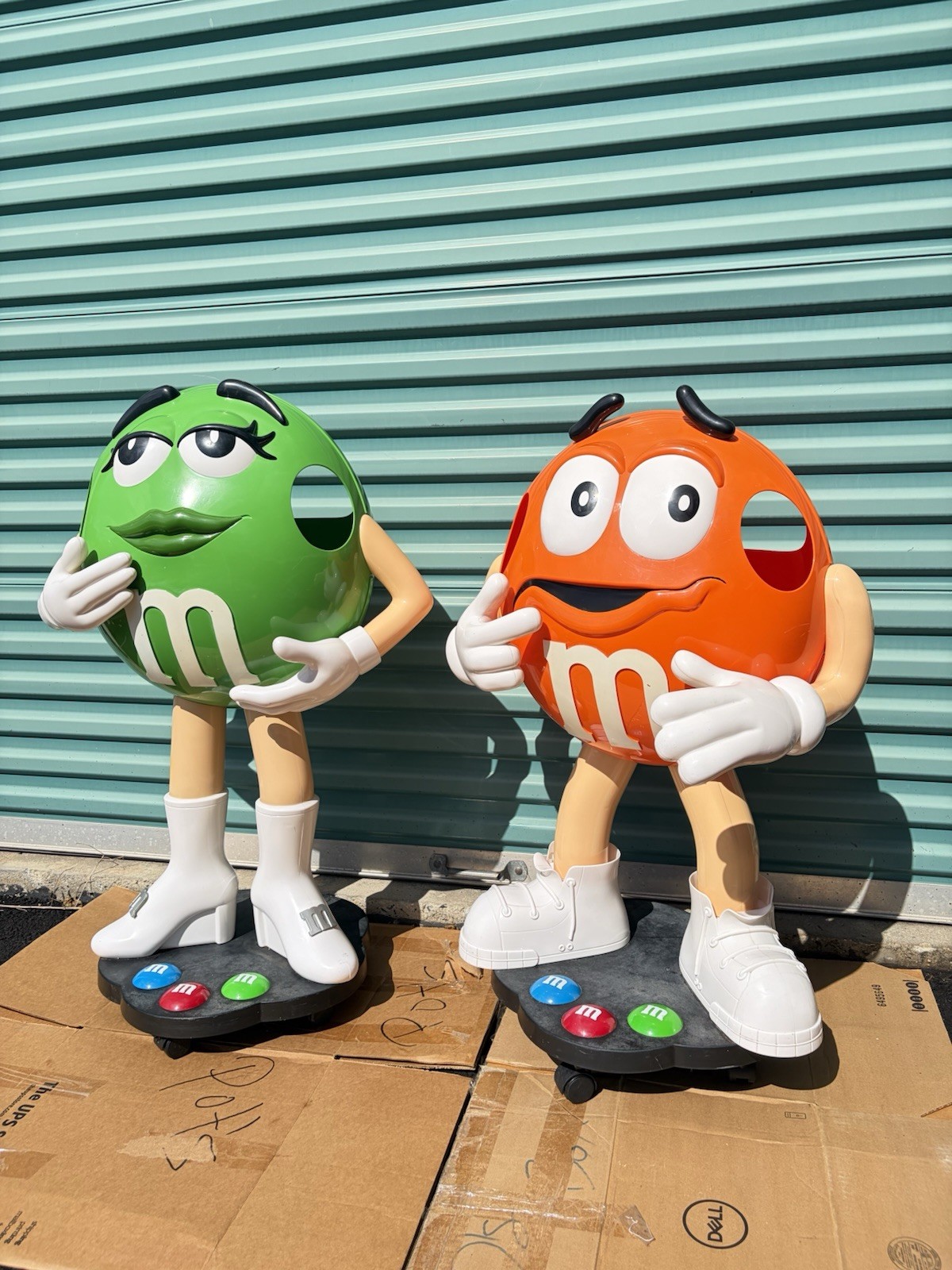 Lot of 2 Vintage M&M Store Display Advertising Figures Orange & Green 36\