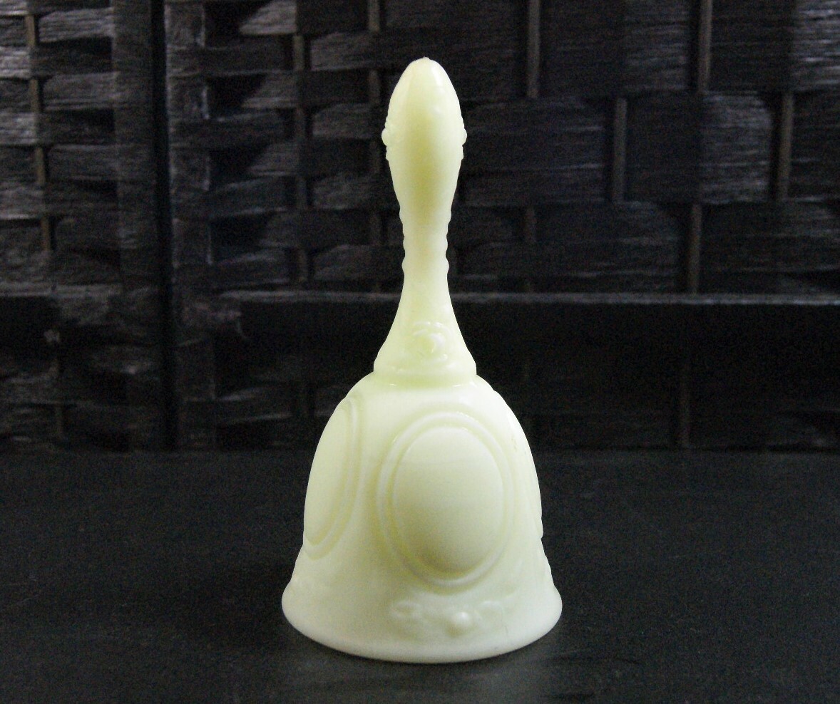 Fenton Glass Yellow Custard Satin Cameo Bell Collectible