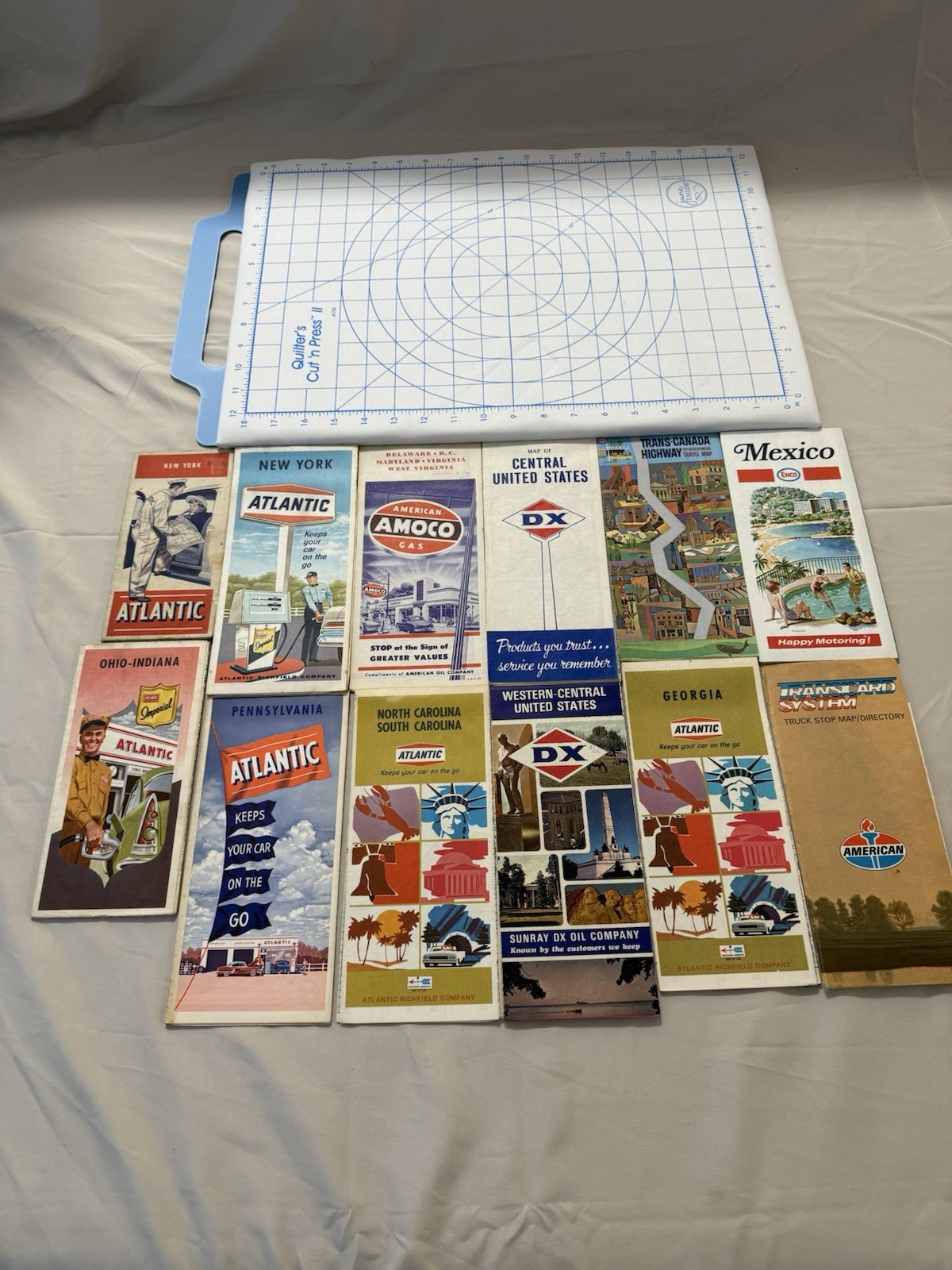 Lot of 12 Vintage Road Maps Atlantic Amoco DX Enco Gas Oil State Highway Travel