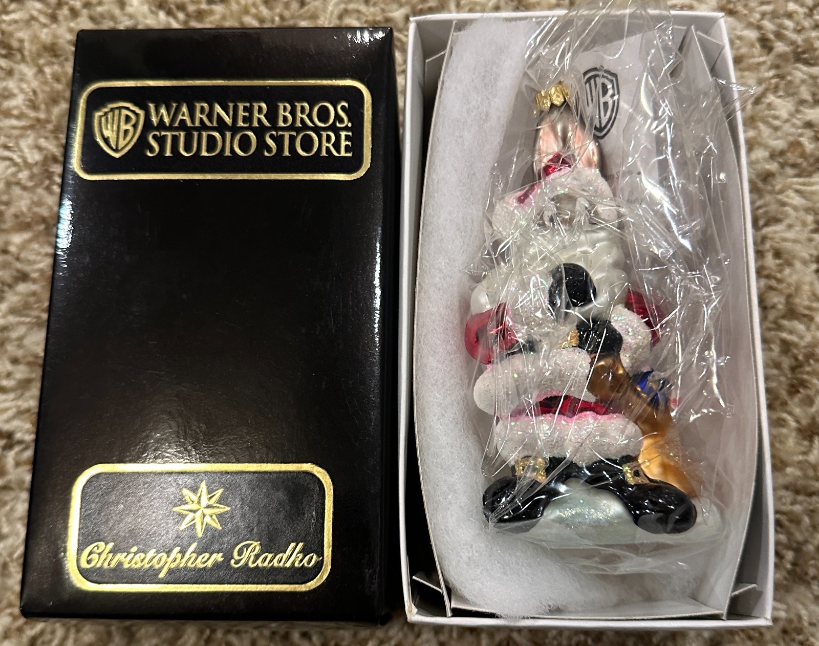 1999 Christopher Radko Bugs Bunny Santa Looney Tunes Ornament WB