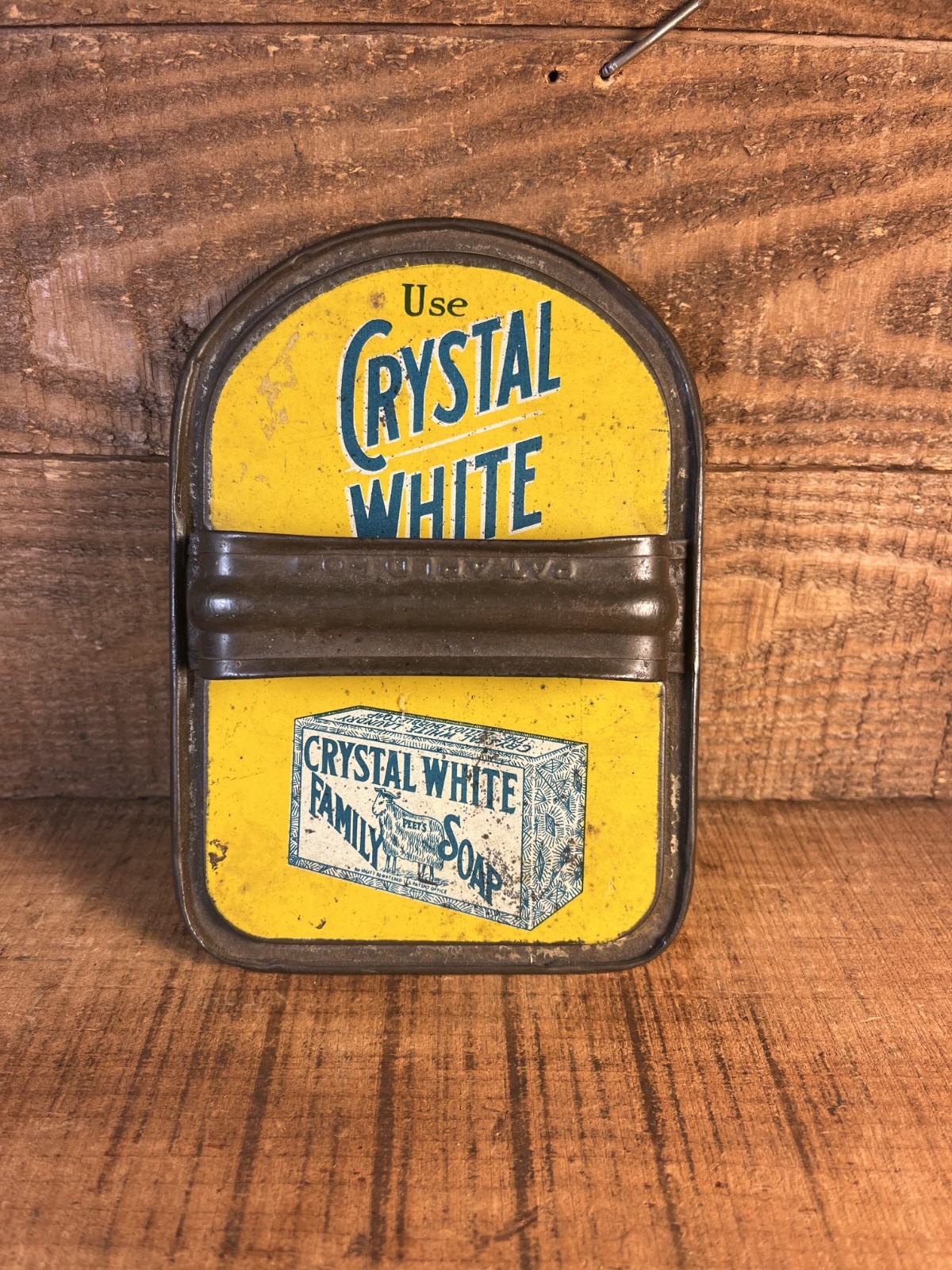 Antique Original Crystal White Advertising Hand Wash Board Sign