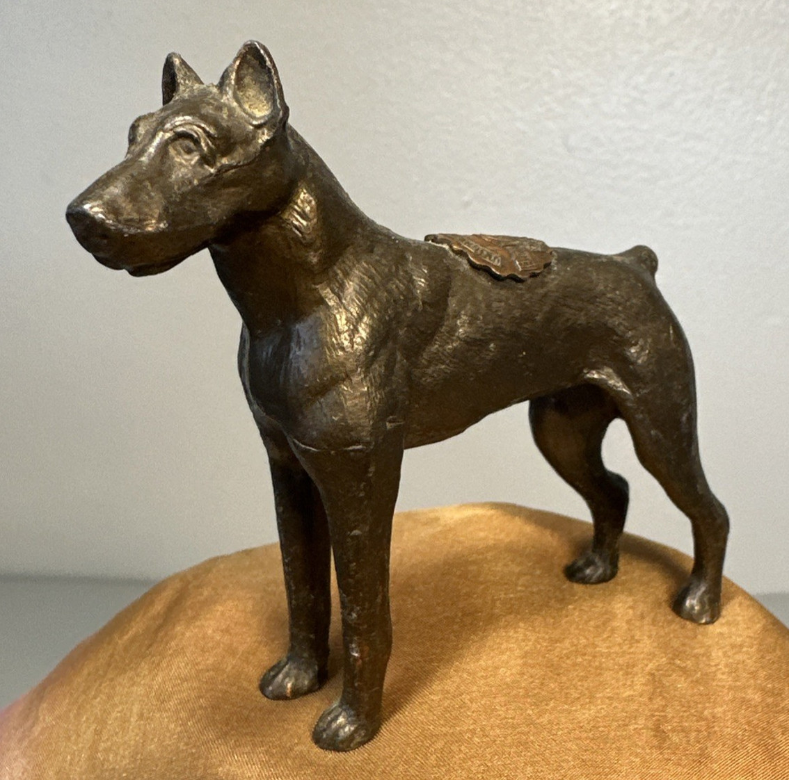 Vtg Doberman Pinscher Dog Cast Bronze Cincinati  Union Terminal Figurine Statue
