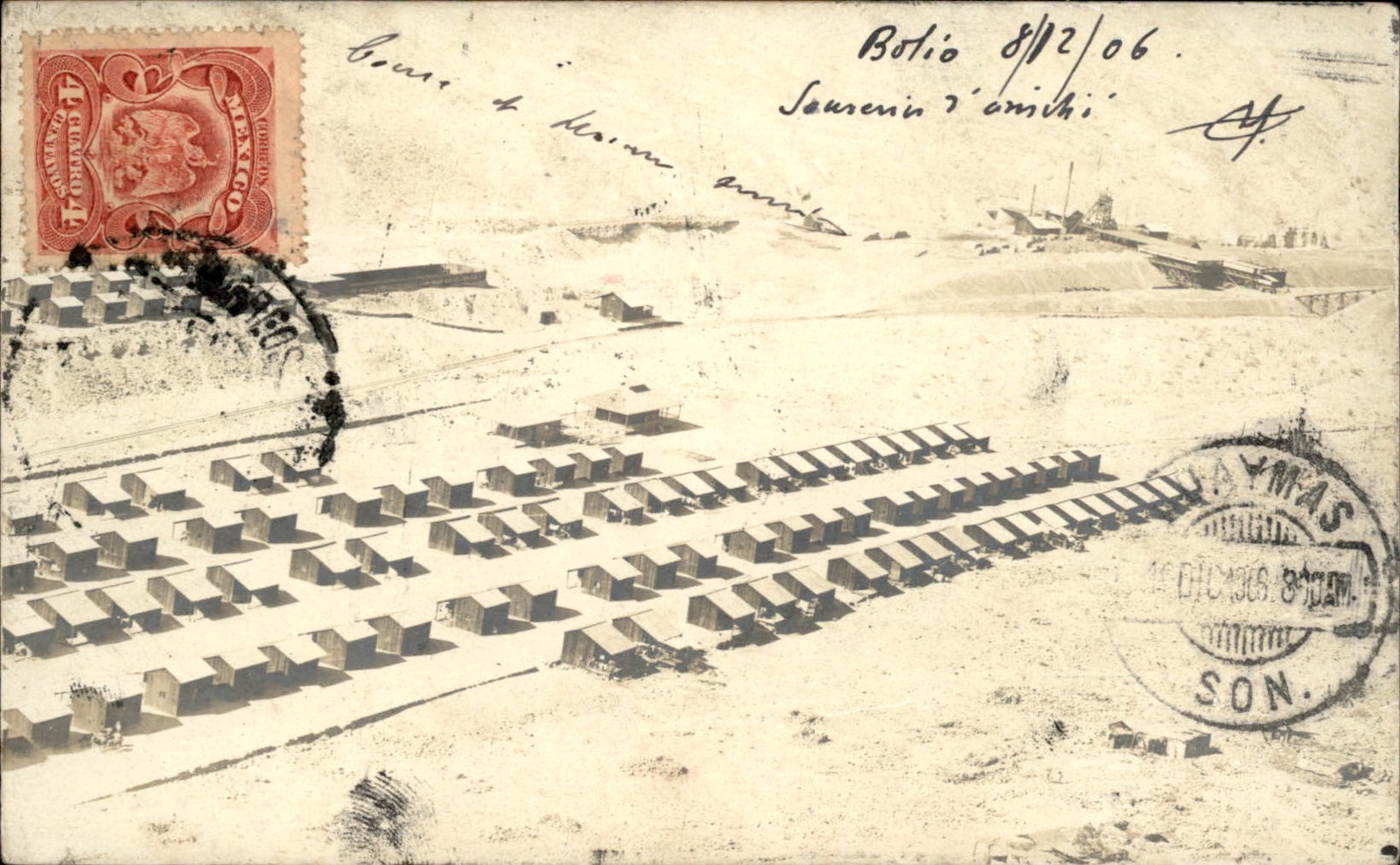 Guaymas Son Mexico Postmark Bolio Camp c1900s-10s Real Photo Postcard bhn