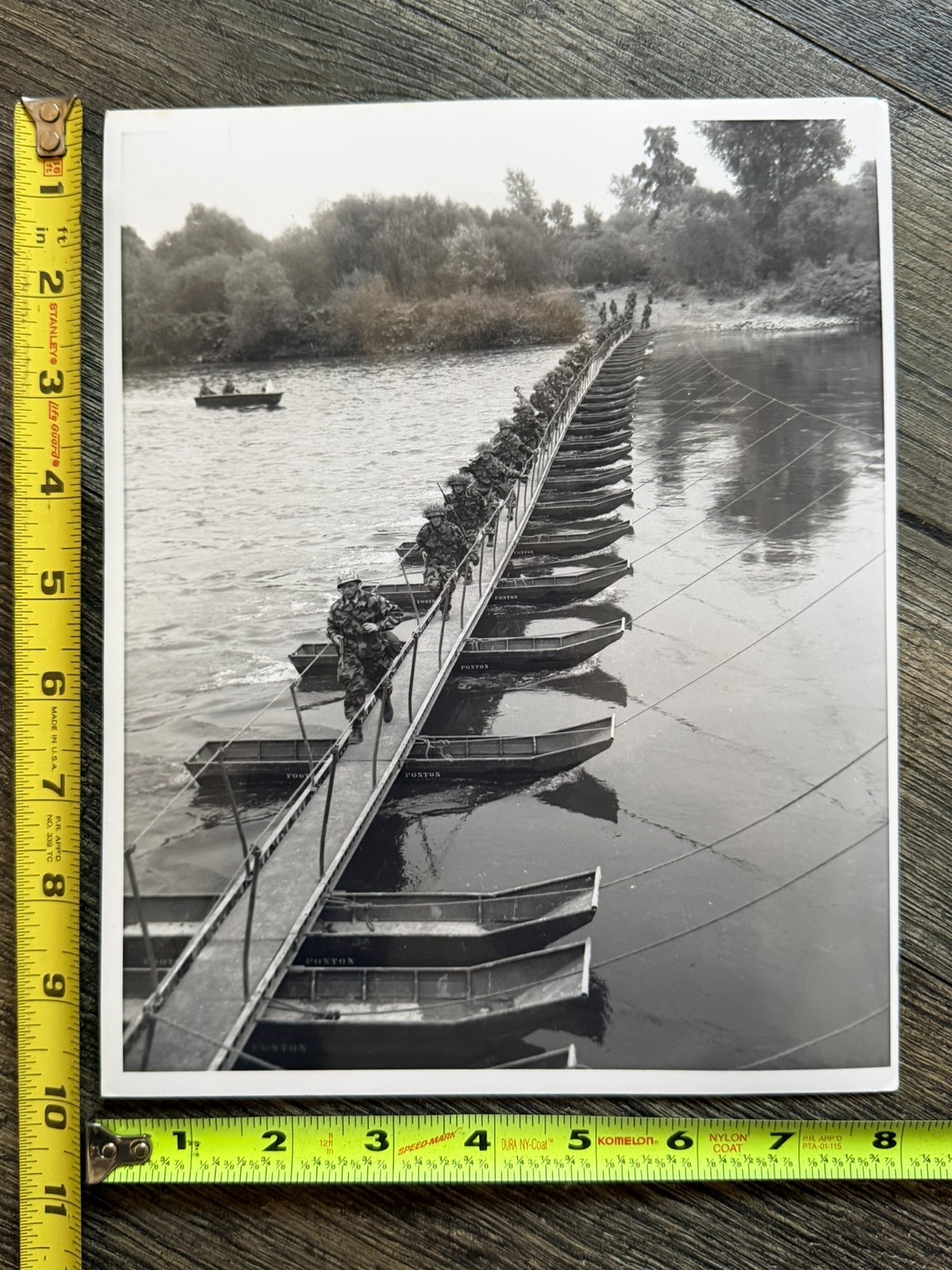 USA Military Photo Vintage 8x10 Army Personnel Crossing Pontoon Foot Bridge
