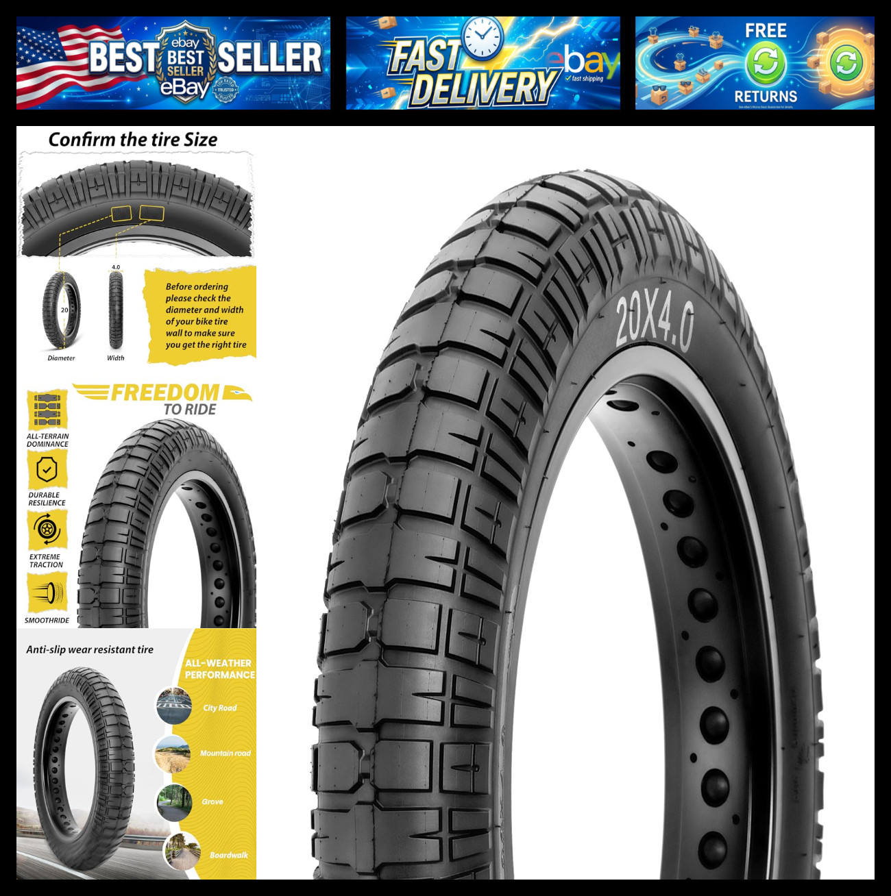 MOHEGIA E-Bike Fat Tire: 20x4.0/20x4.5/20x5.0/26x4.0 Inch Folding Heavy Duty Fat