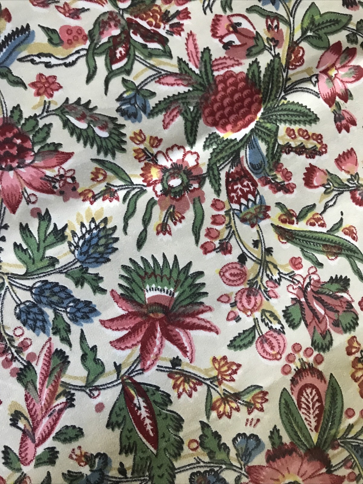 Vintage Jacobean Indienne Floral Polished Cotton Chintz Fabric BTY 5 yds X 36” Vintage Jacobean Indienne Floral Polished Cotton Chintz Fabric BTY 5 yds X 36”