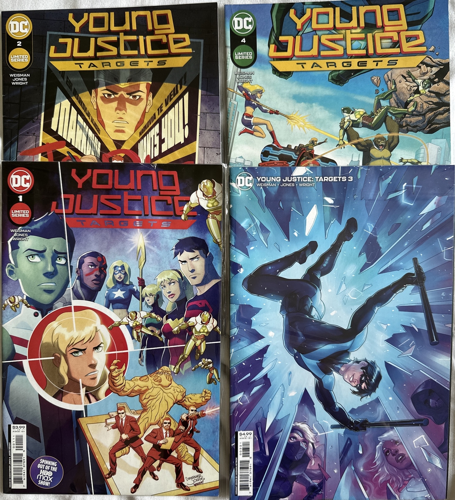 DC Comics Young Justice: Targets Lot, Issues #1-4, Good Condition, Bags+Boards DC Comics Young Justice: Targets Lot, Issues #1-4, Good Condition, Bags+Boards