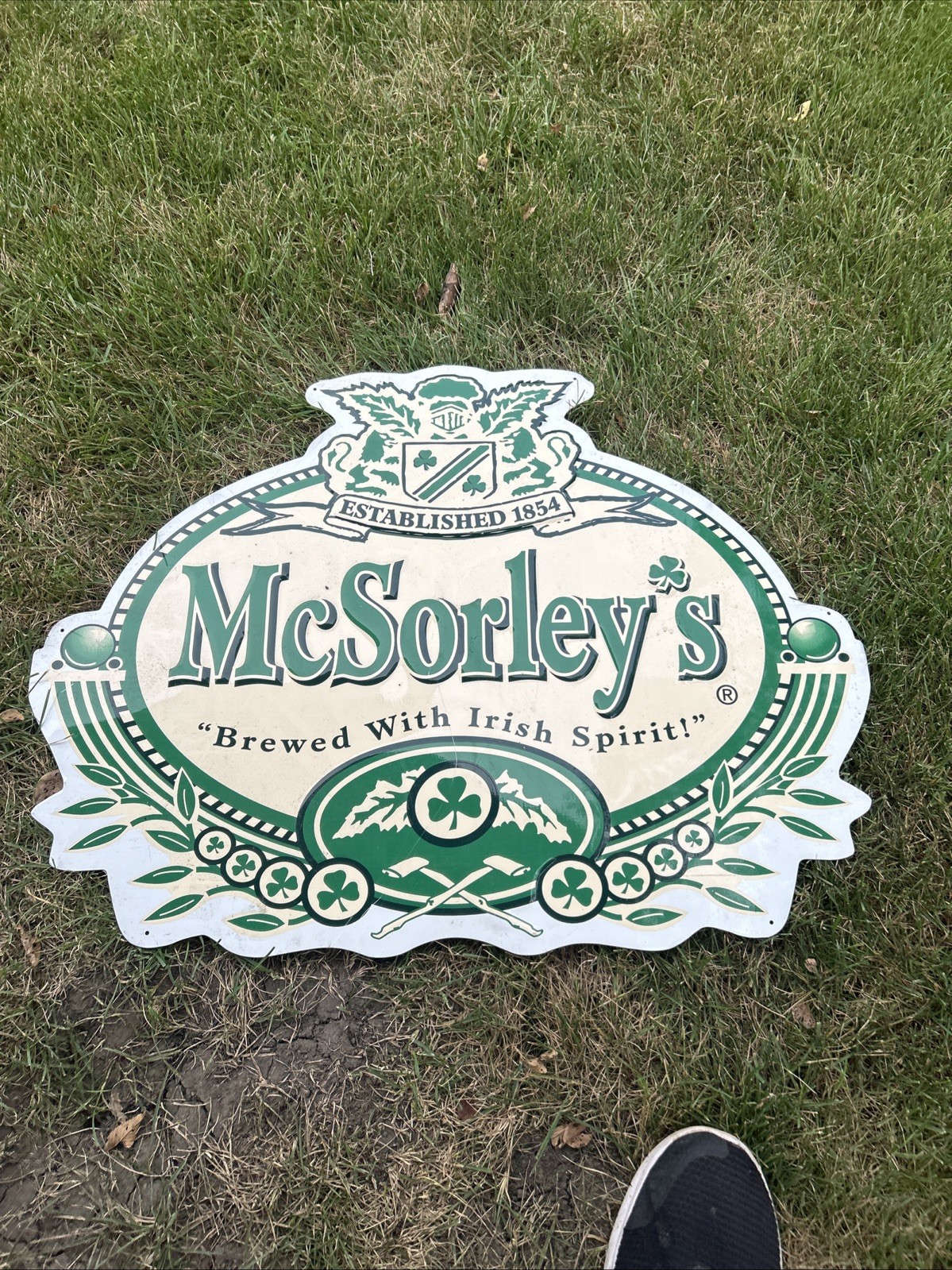 VTG MCSORLEYS IRISH BEER SIGN RETRO TIN DIE CUT METAL W@W MUST SEE VTG MCSORLEYS IRISH BEER SIGN RETRO TIN DIE CUT METAL W@W MUST SEE