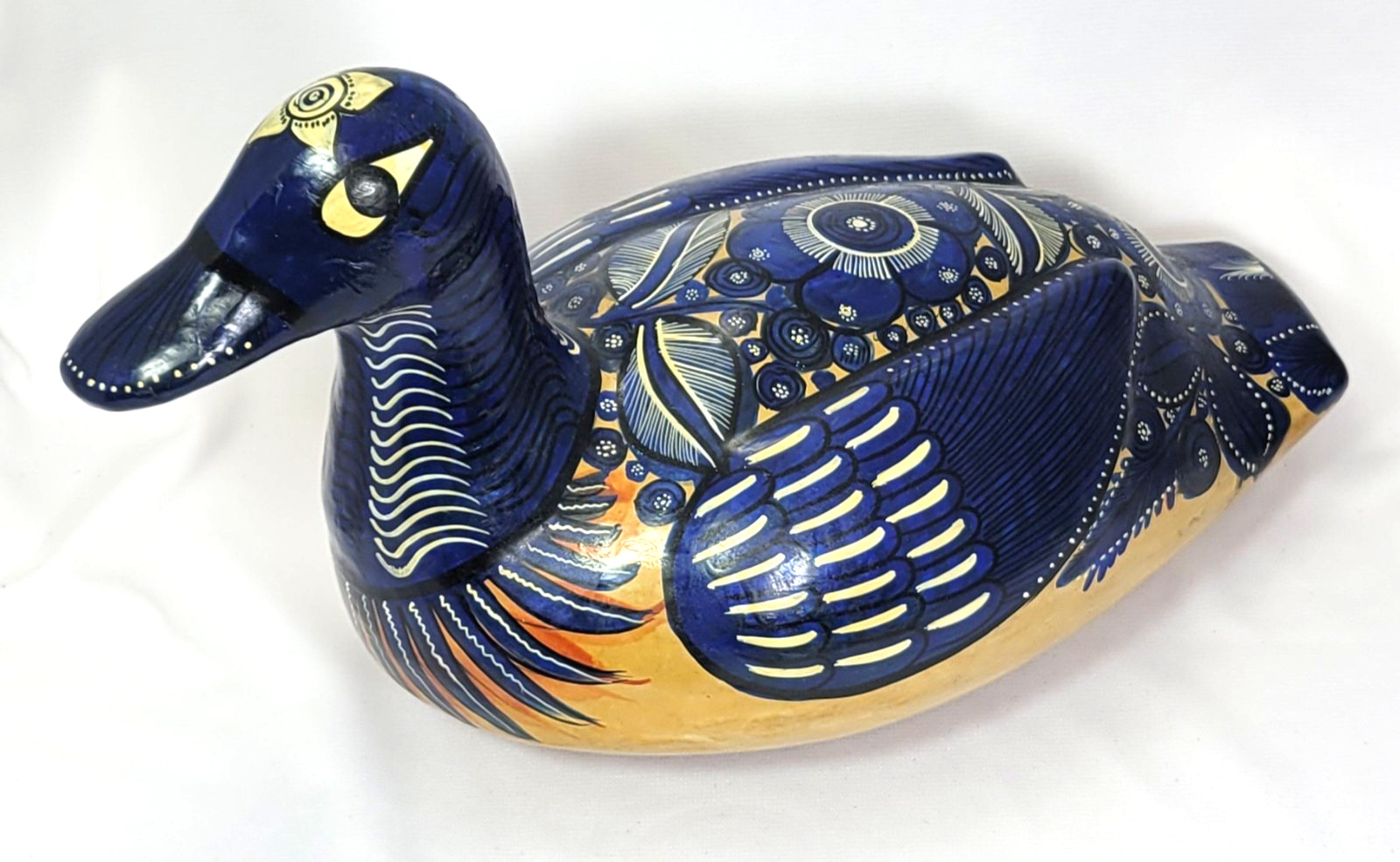 Folk Art Tonalá Mexico Pottery Hand Painted Duck Large 14\