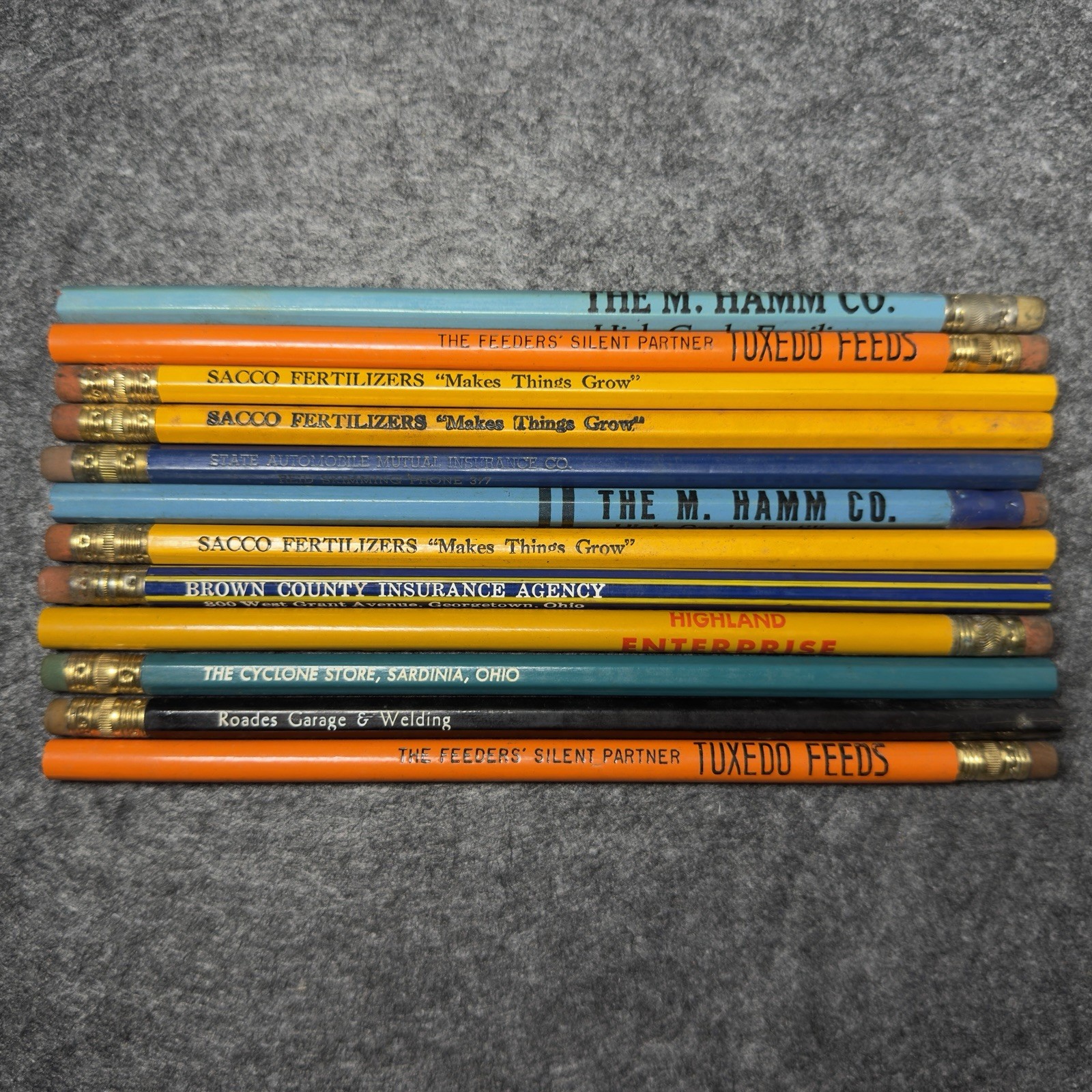 Lot of 12 Vintage Advertising Pencils Mixed Local Businesses Rare