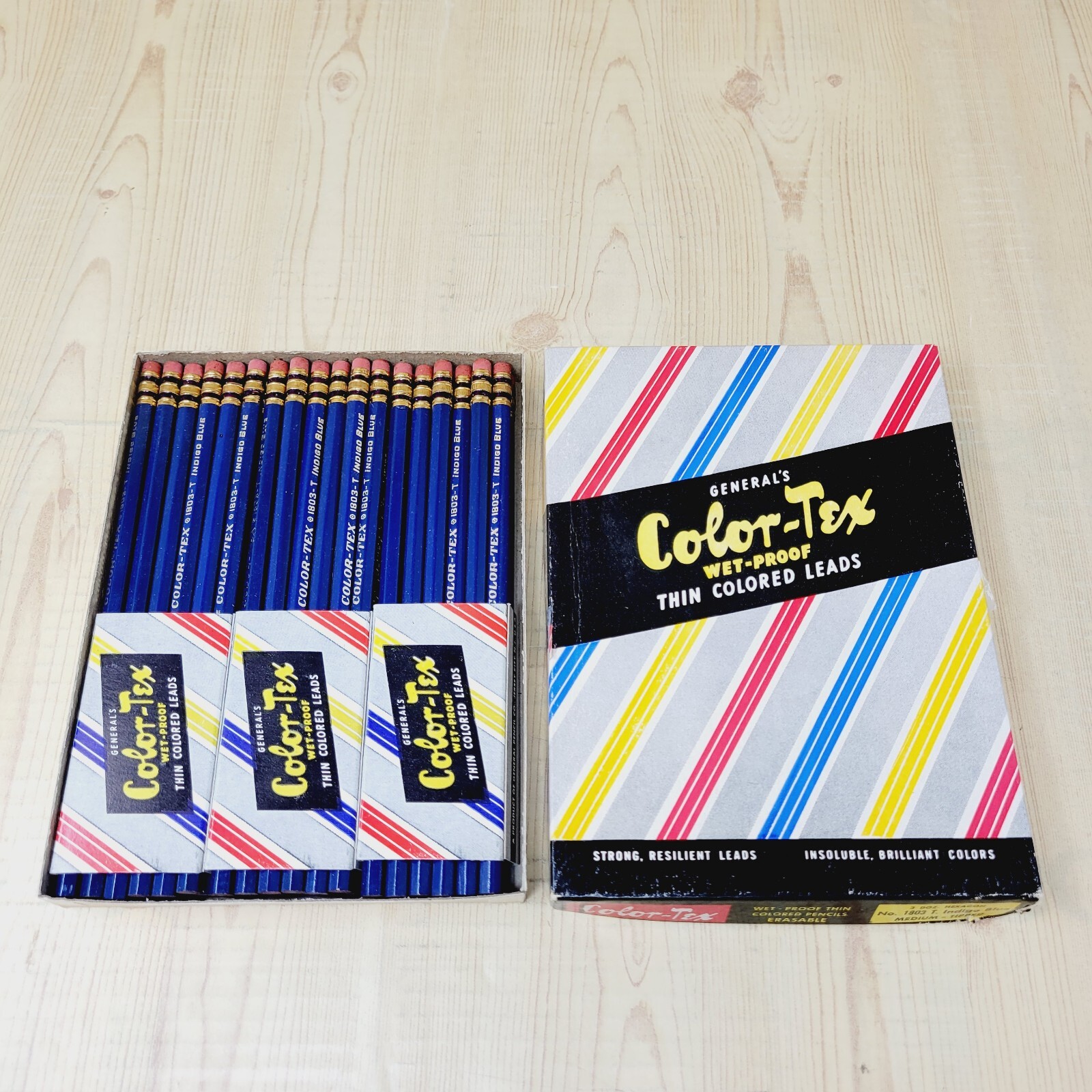 36 VTG Pencils General’s Wet-Proof Color Tex 1803 T Indigo Blue New Old Stock M