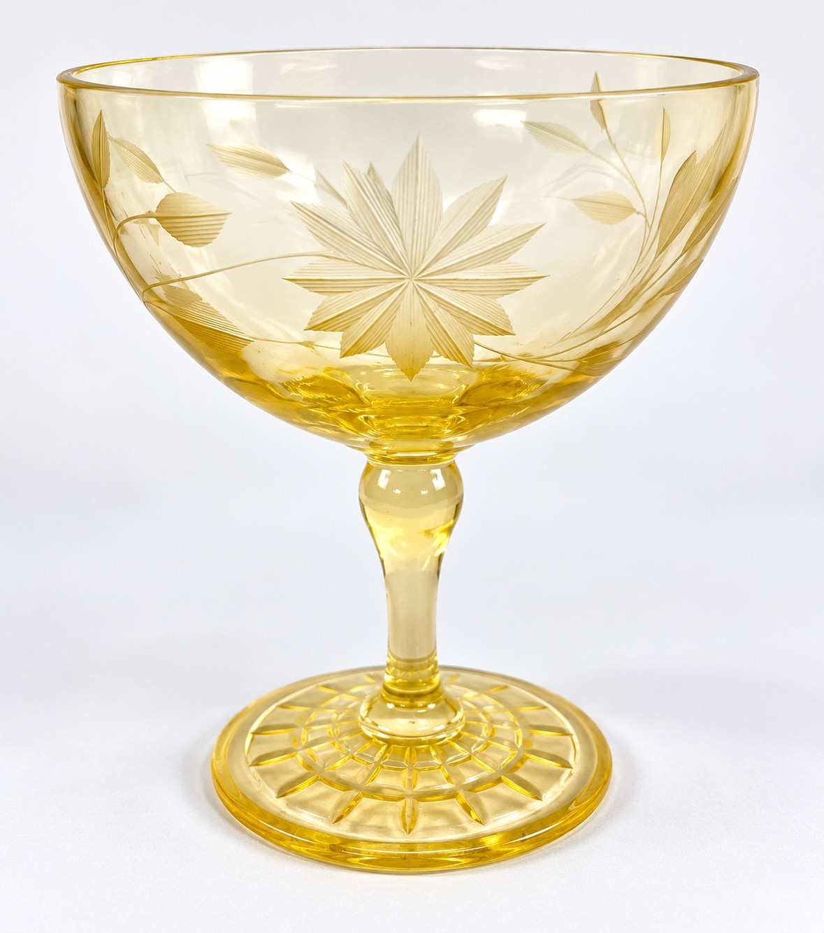 Lancaster Jubilee Yellow Depression Glass Champagne Tall Sherbet 4.75