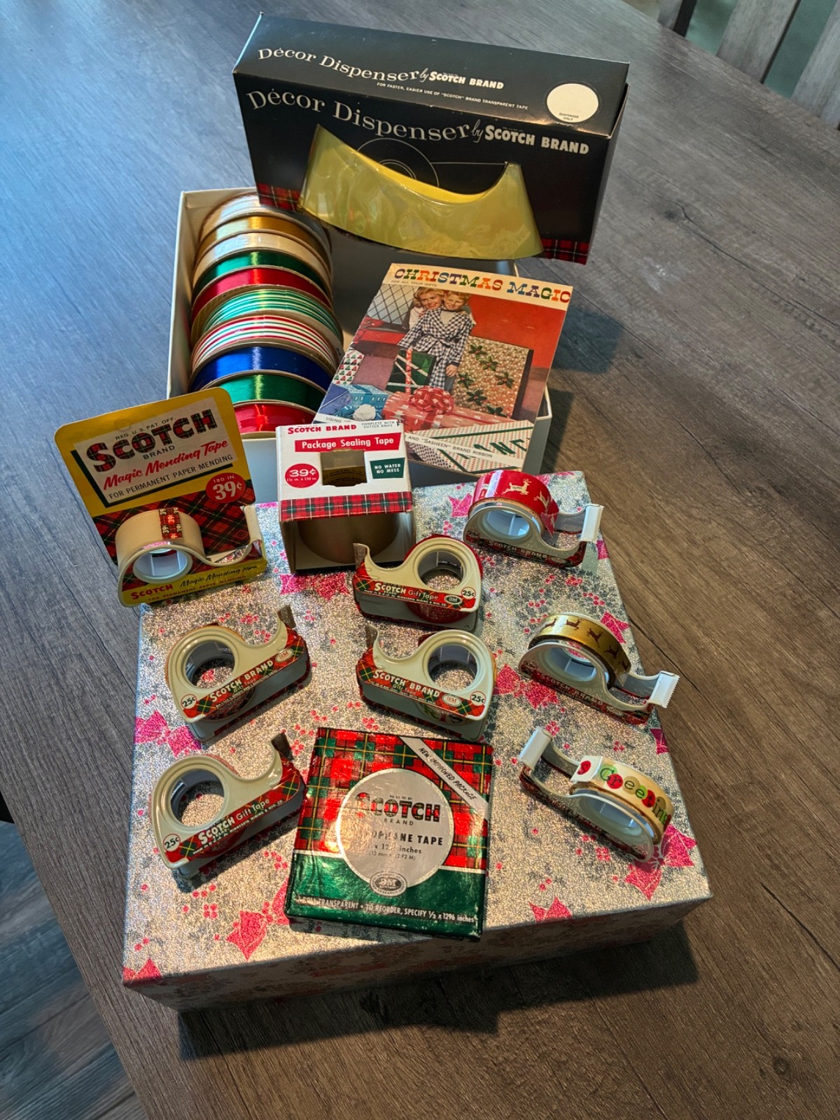 Vintage 3M Christmas Gift Box with 3M metal tape dispensers. Very Rare