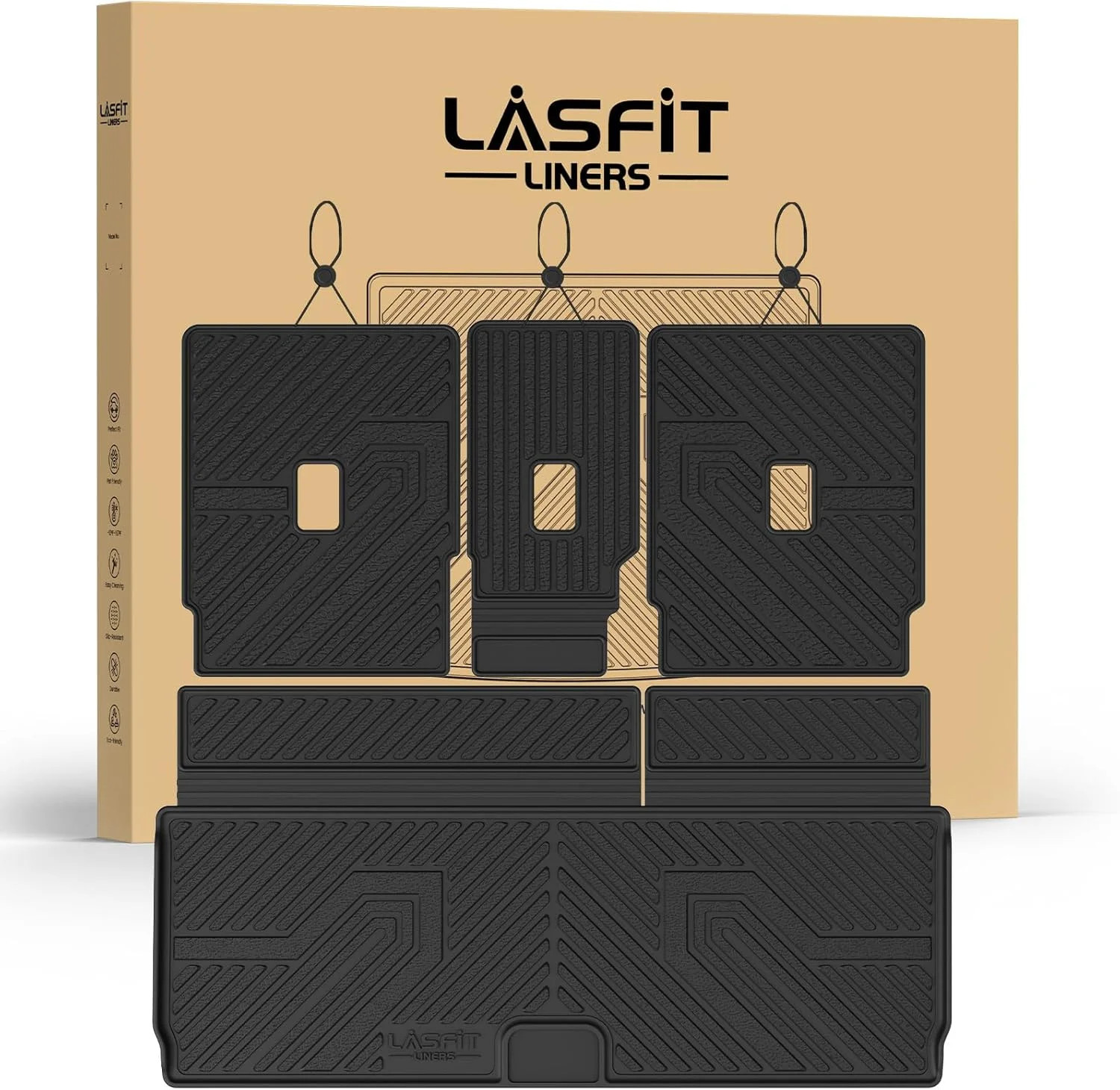 LASFIT Floor Mats&Cargo Backrest Mat for 7&8 Seats Ford Expedition Standard & Li LASFIT Floor Mats&Cargo Backrest Mat for 7&8 Seats Ford Expedition Standard & Li