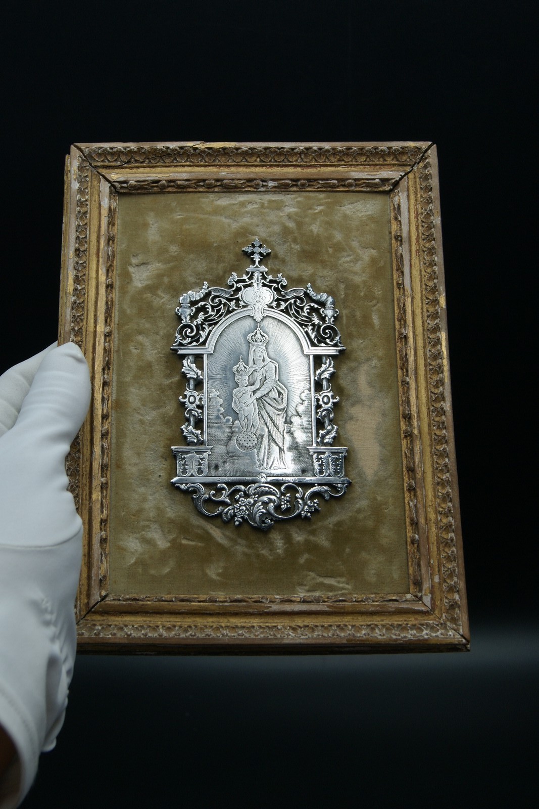 † Dated 1895 Antiq French .950 Silver Religious Plaque – Our Lady of Victories †