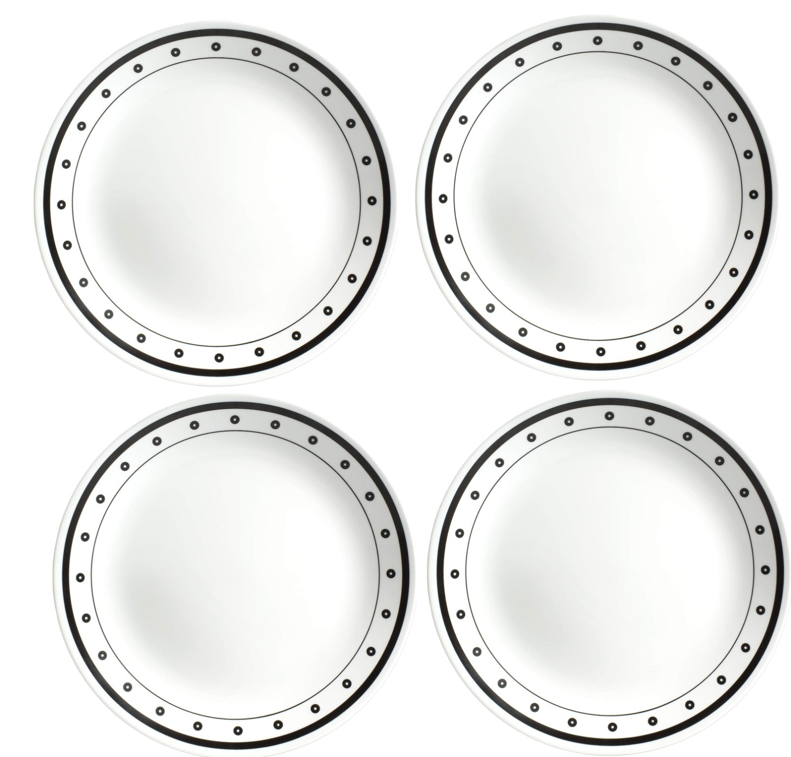 Corelle Classic Black & White 6.75-Inch Bread & Butter Plates, Set of 4 – Elegan