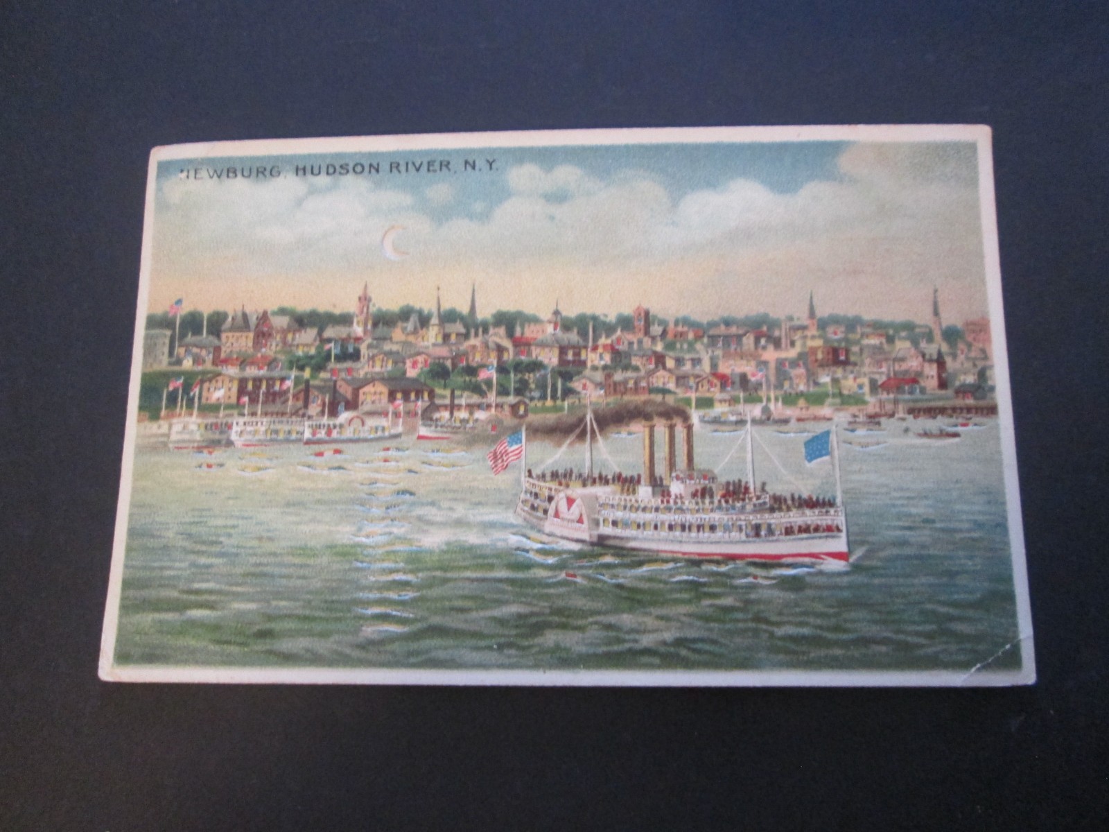 postcard Hold to light Newburg, Hudson River
