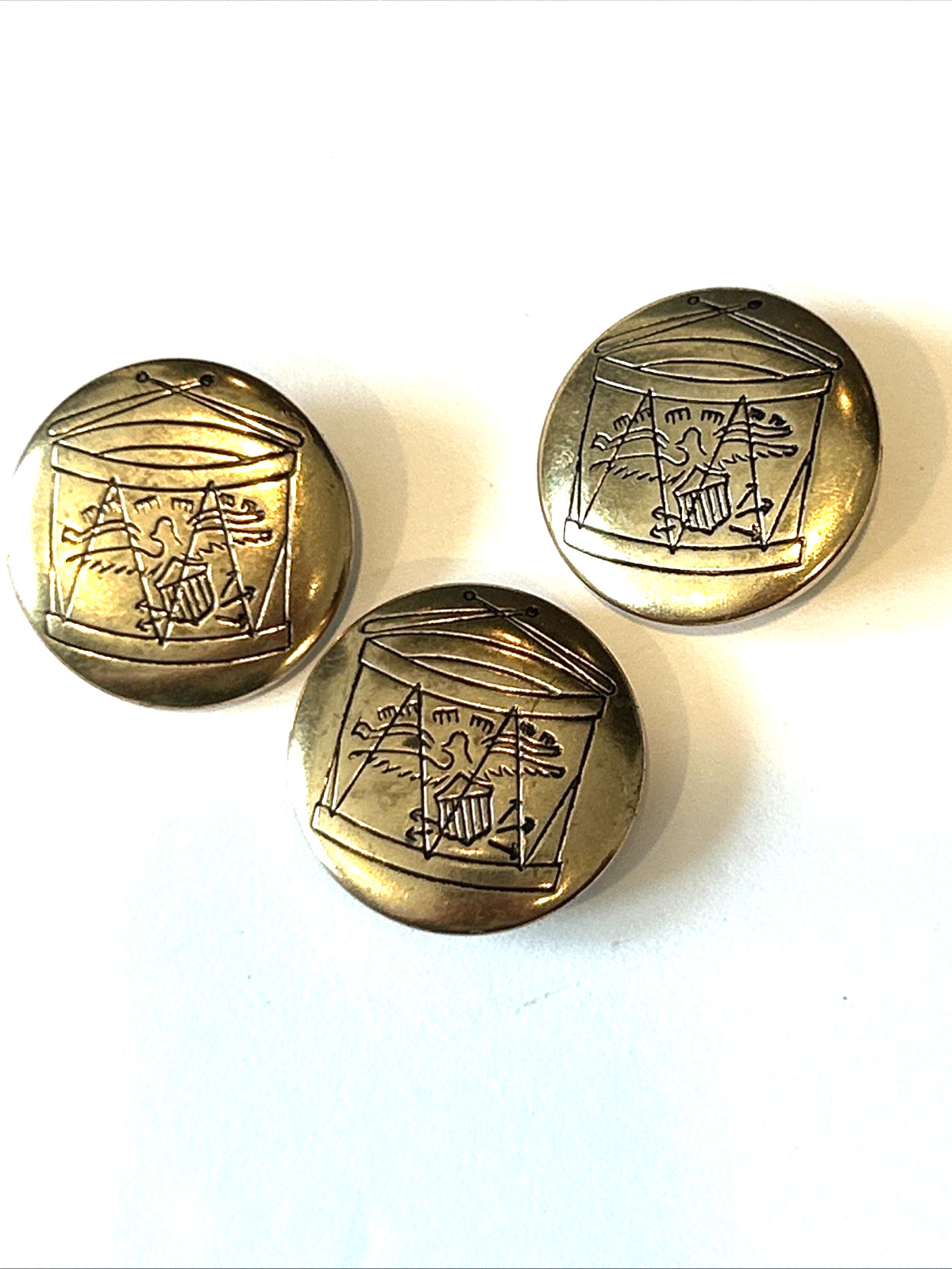 Antique Georgian British Drum Button c. 1790–1825 Military Musician Brass, 7/8\