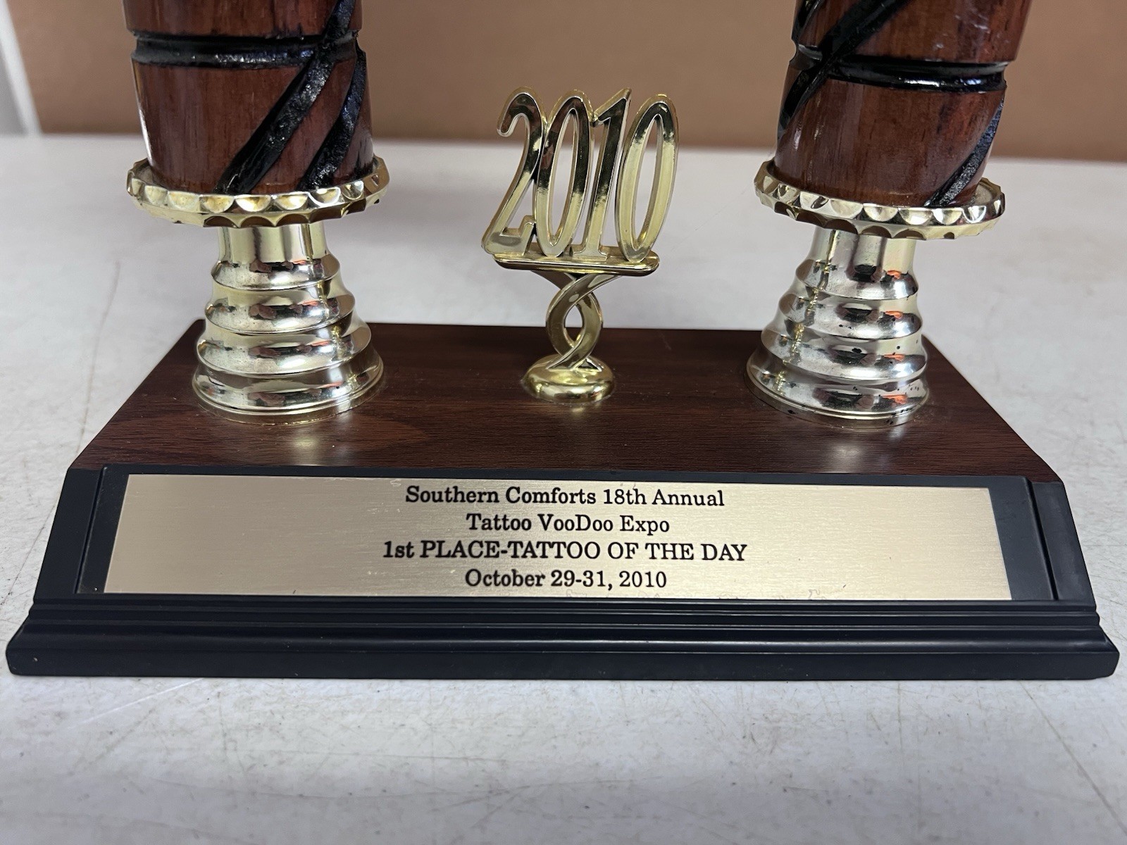 2010 Southern Comfort Tattoo VooDoo Expo 1st Place Tattoo of the Day Trophy
