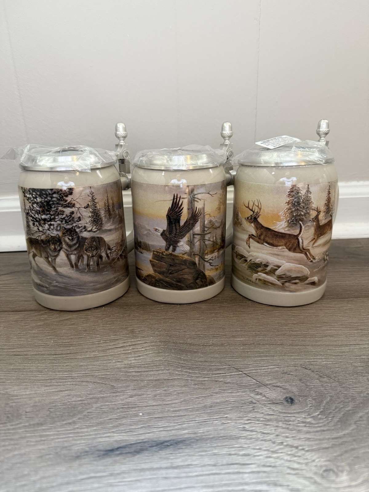 Vintage Domex German Collectible Steins Collection of 3-Wolf, Eagle, Deer-New Vintage Domex German Collectible Steins Collection of 3-Wolf, Eagle, Deer-New
