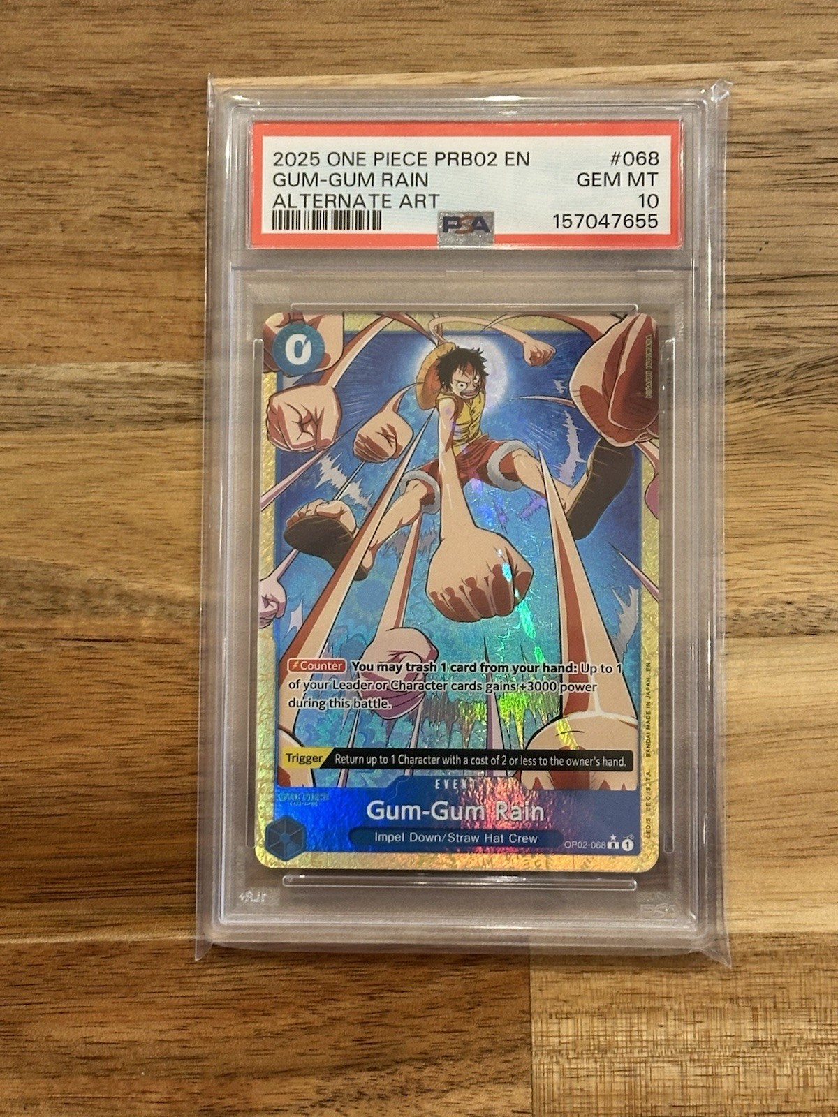 2025 ALTERNATE ART #068 GUM-GUM RAIN PSA 10