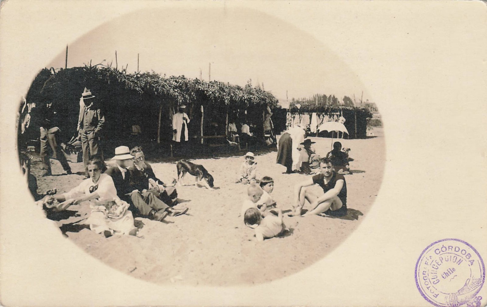 Antique RPPC Chile Beach Bathing Scene Concepción Córdoba Studio Swimmers C1920s
