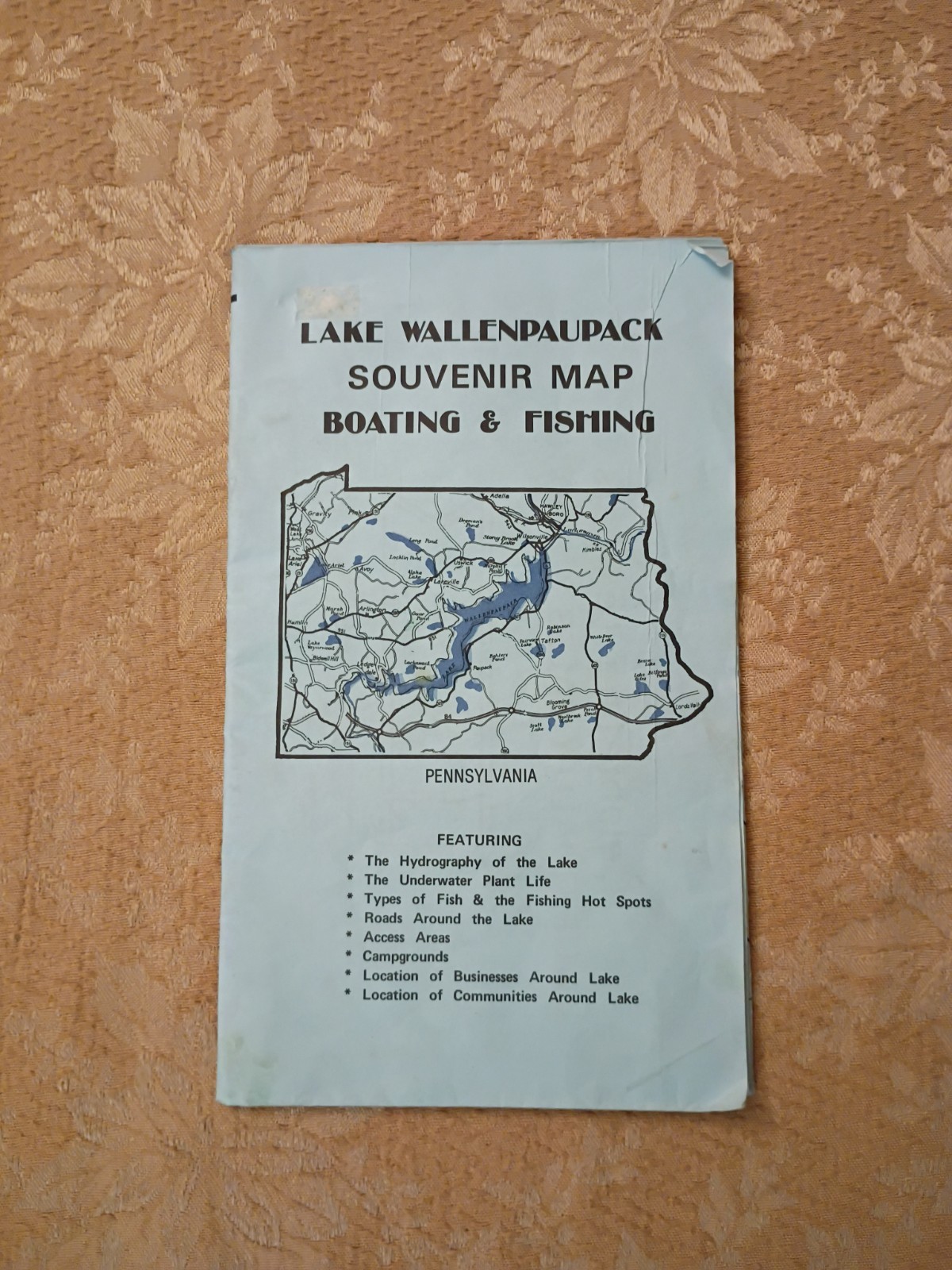 1990s Lake Wallenpaupack Souvenir Map Boating Fishing Pennsylvania Foldout