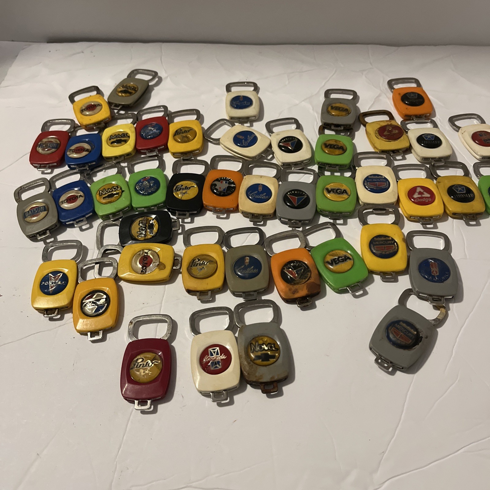 42 Vintage car Keychain Key Ring Fob Bottle Opener 1970's Chevy Dodge Toyota etc