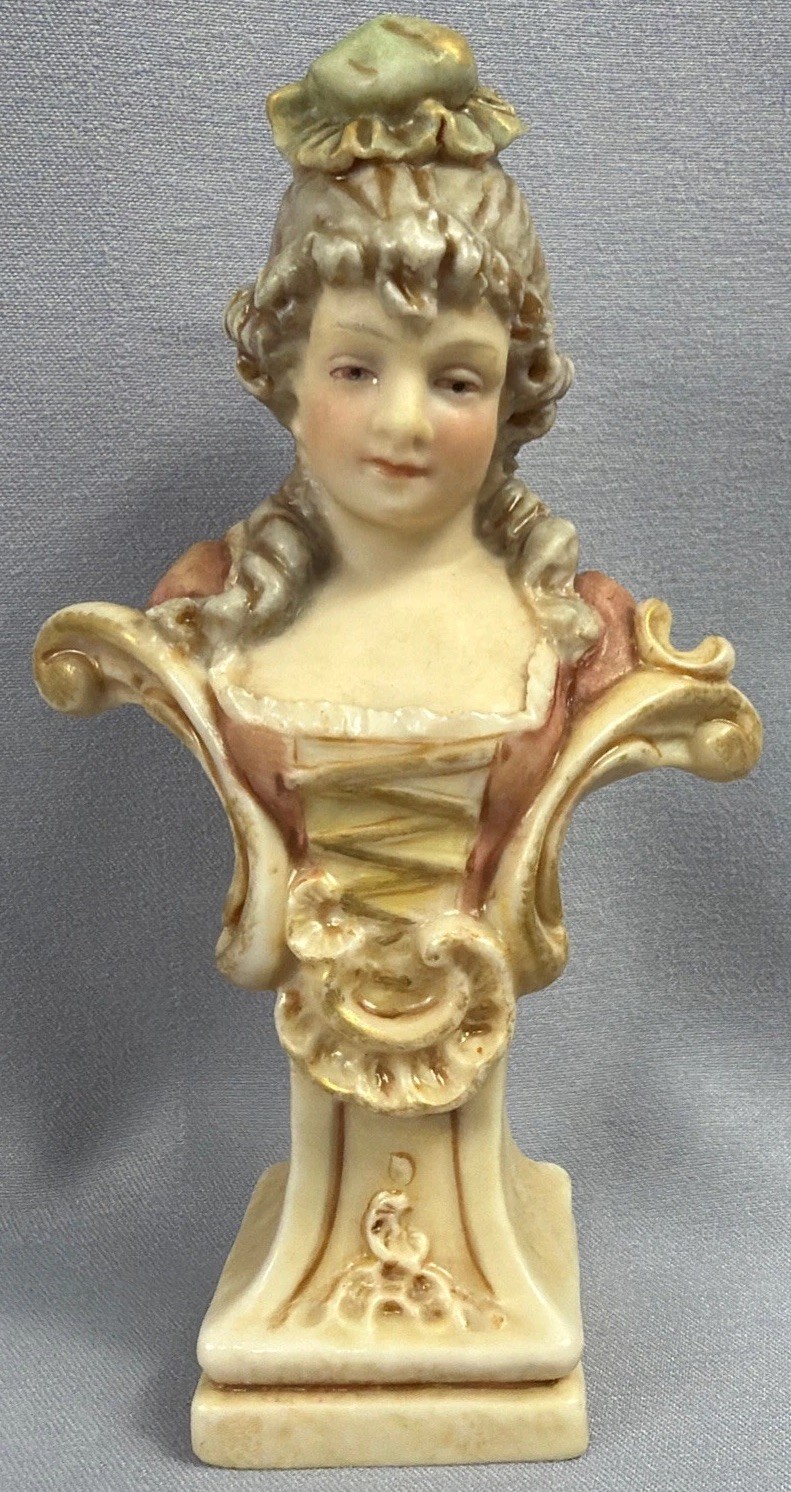 Royal Dux Bohemian Porcelain Miniature Female Bust - Pink Triangle Mark