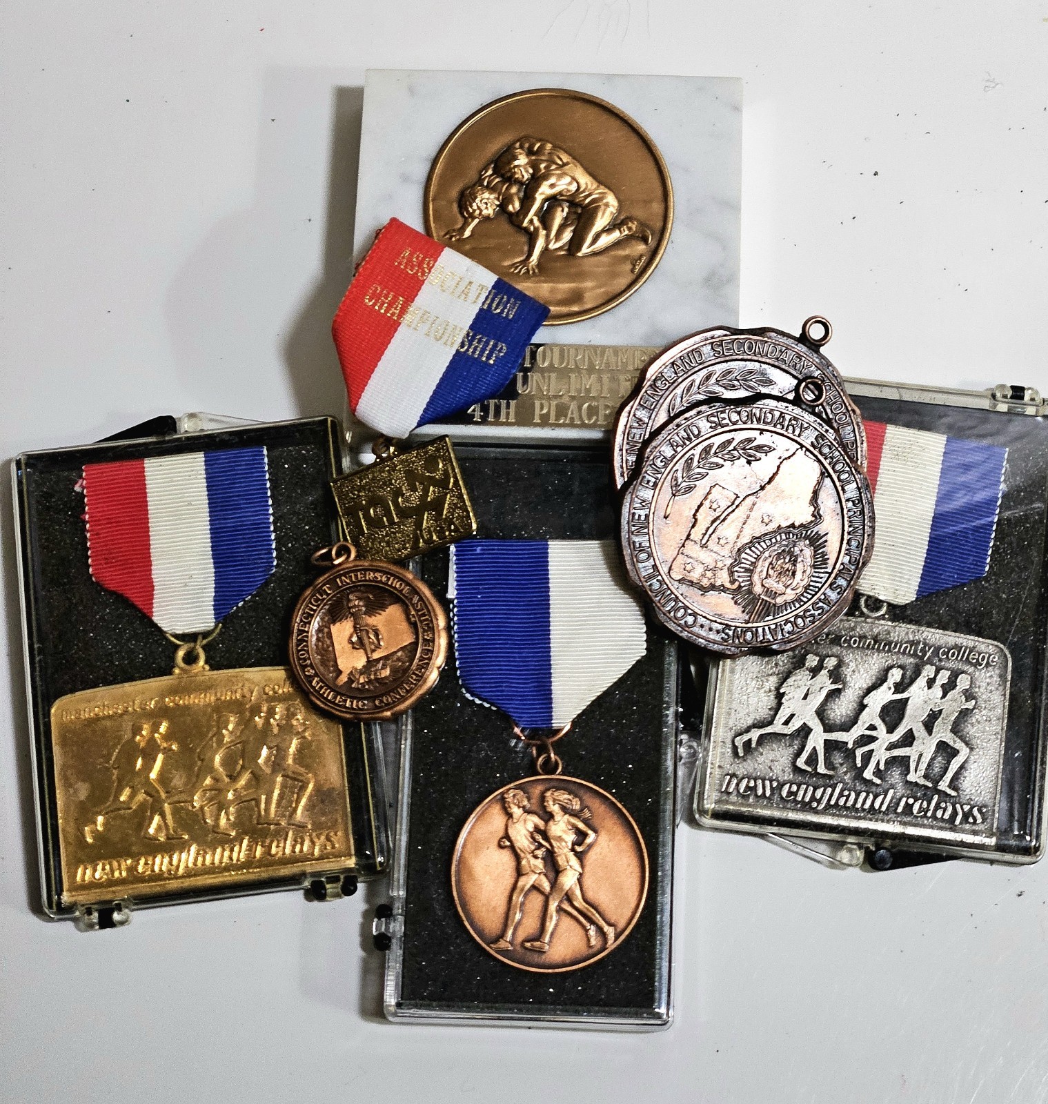 Vintage School Sporting Event Medals Lot Of 8