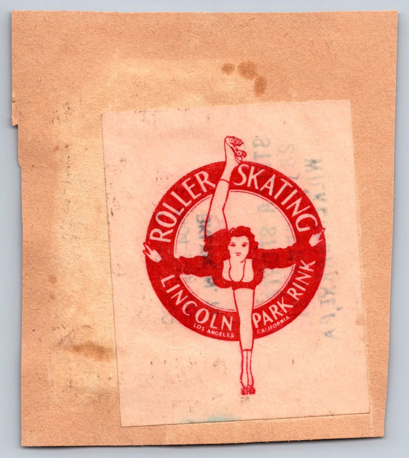 Lincoln Park & Roller Center Roller Skating Ad Sticker on a scrapbook page