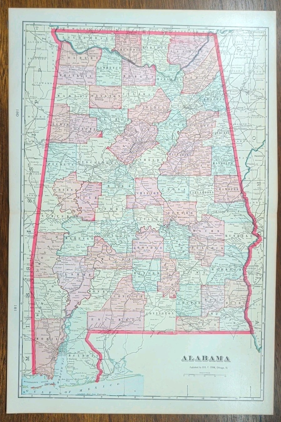 Vintage 1904 ALABAMA Map 14\