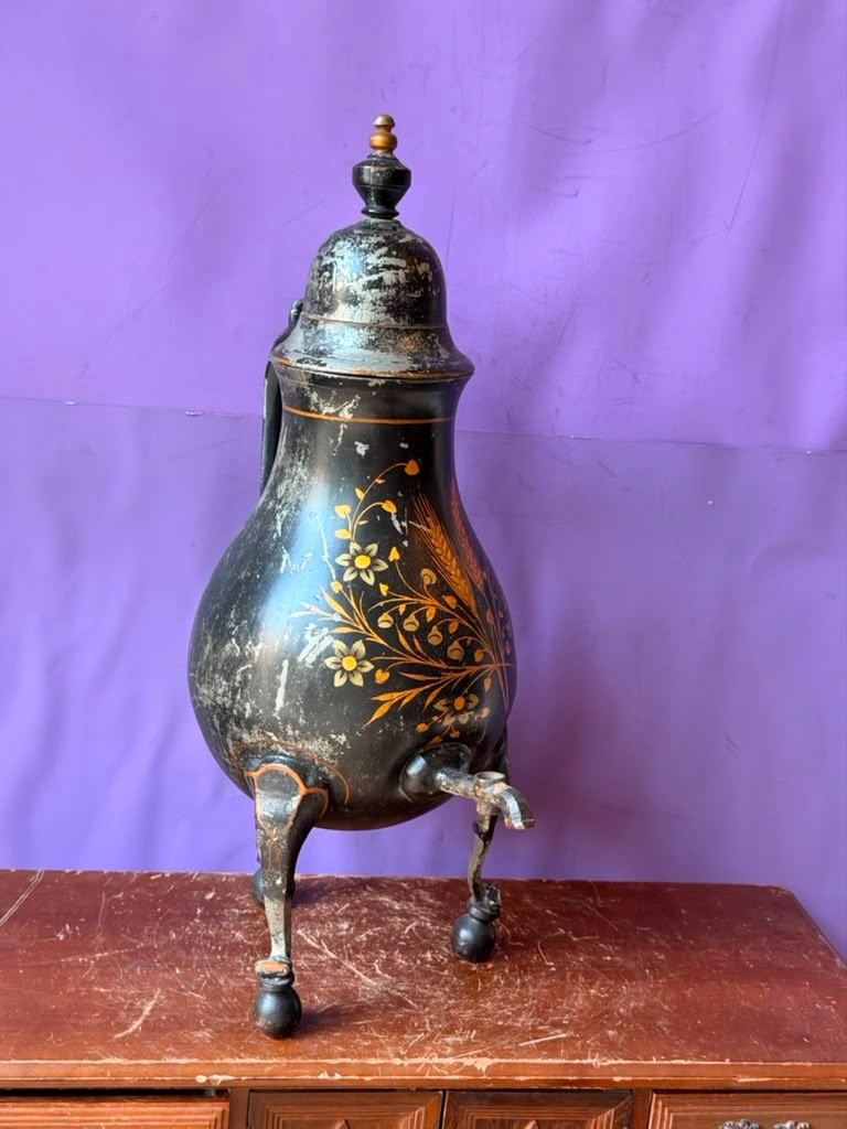 Antique 18thC Dutch Japanned Pewter Coffee Urn Kraantjeskan