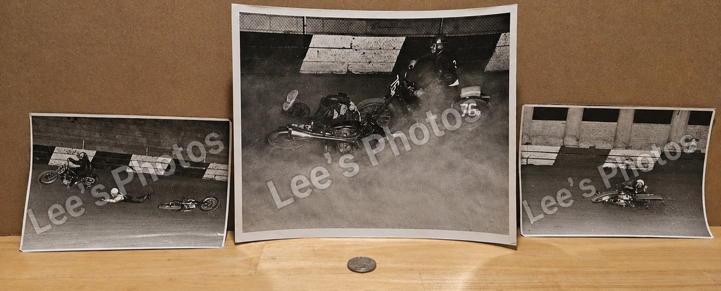 3 Action Photos Balboa Dirt Motorcycle Race 1950s \